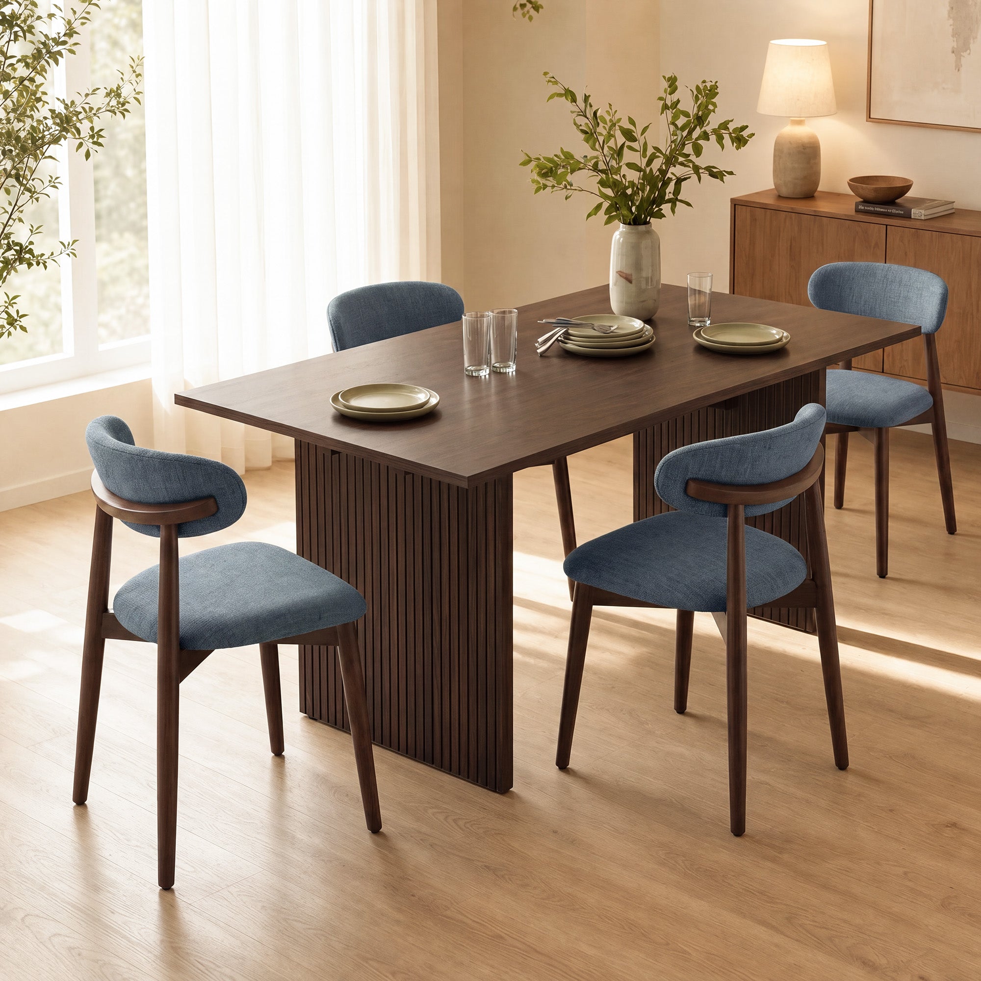 COLAMY HALO 63" Dining Table with NOYA Dining Chairs Set for 4-6