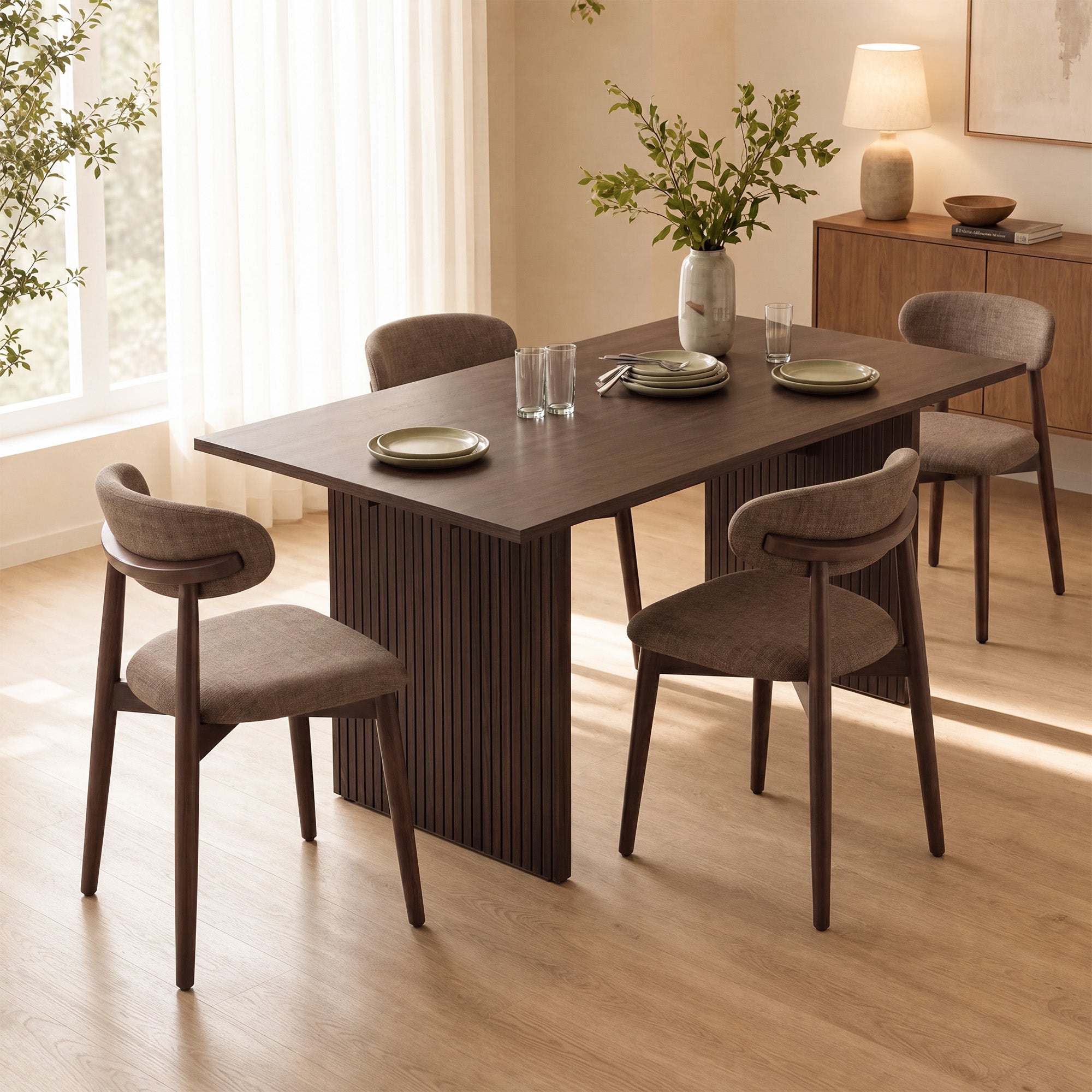 COLAMY HALO 63" Dining Table with NOYA Dining Chairs Set for 4-6