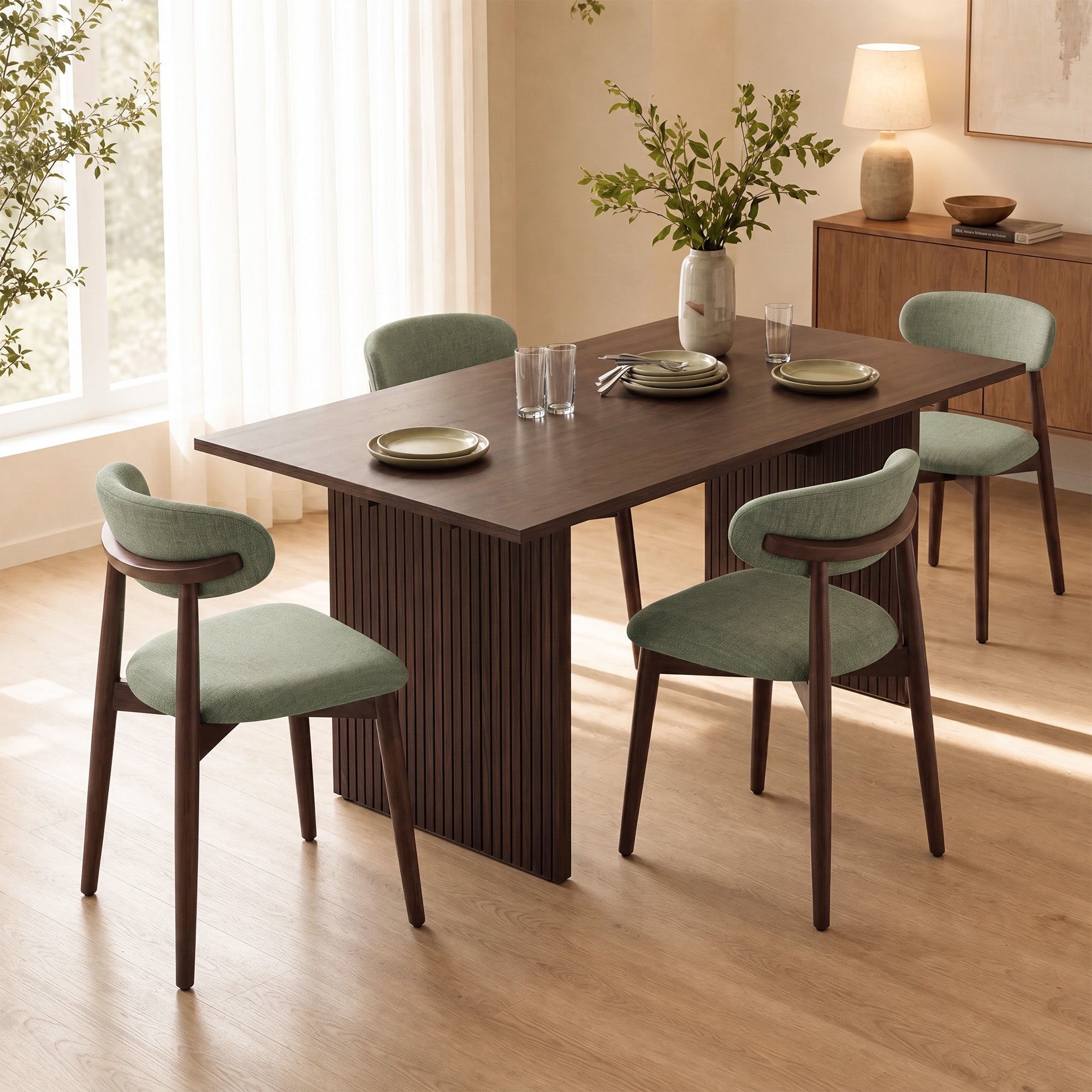 COLAMY HALO 63" Dining Table with NOYA Dining Chairs Set for 4-6