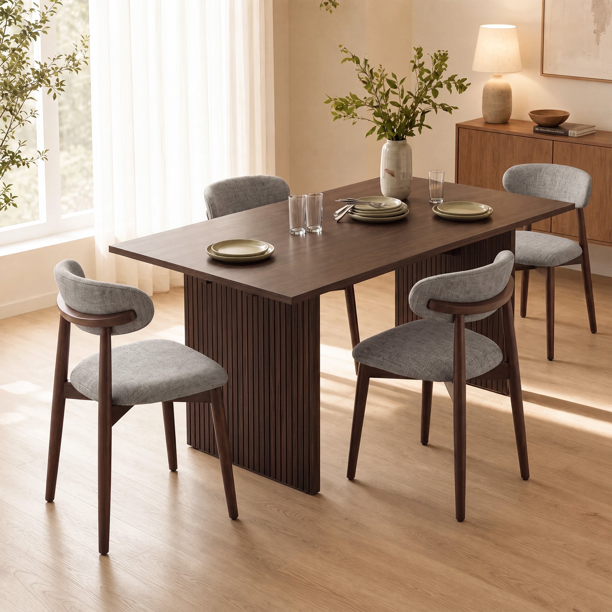 COLAMY HALO 63" Dining Table with NOYA Dining Chairs Set for 4-6