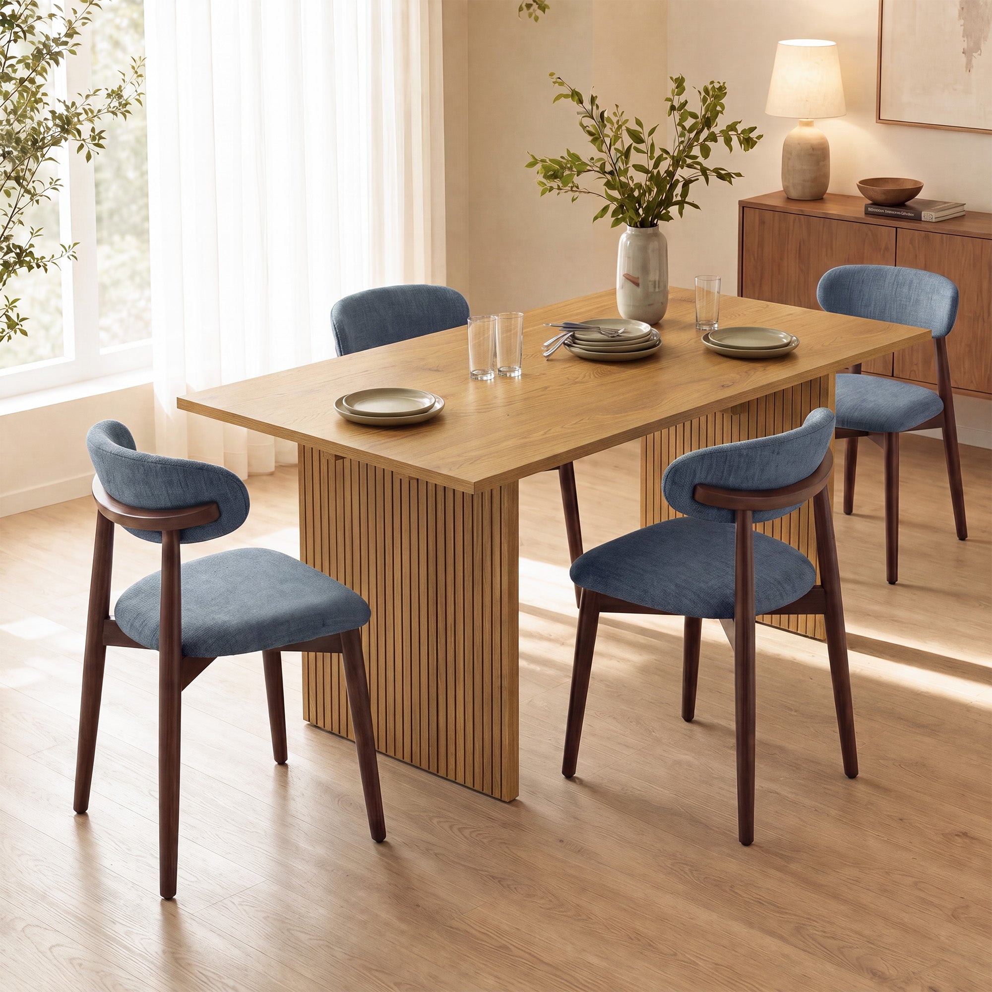 COLAMY HALO 63" Dining Table with NOYA Dining Chairs Set for 4-6