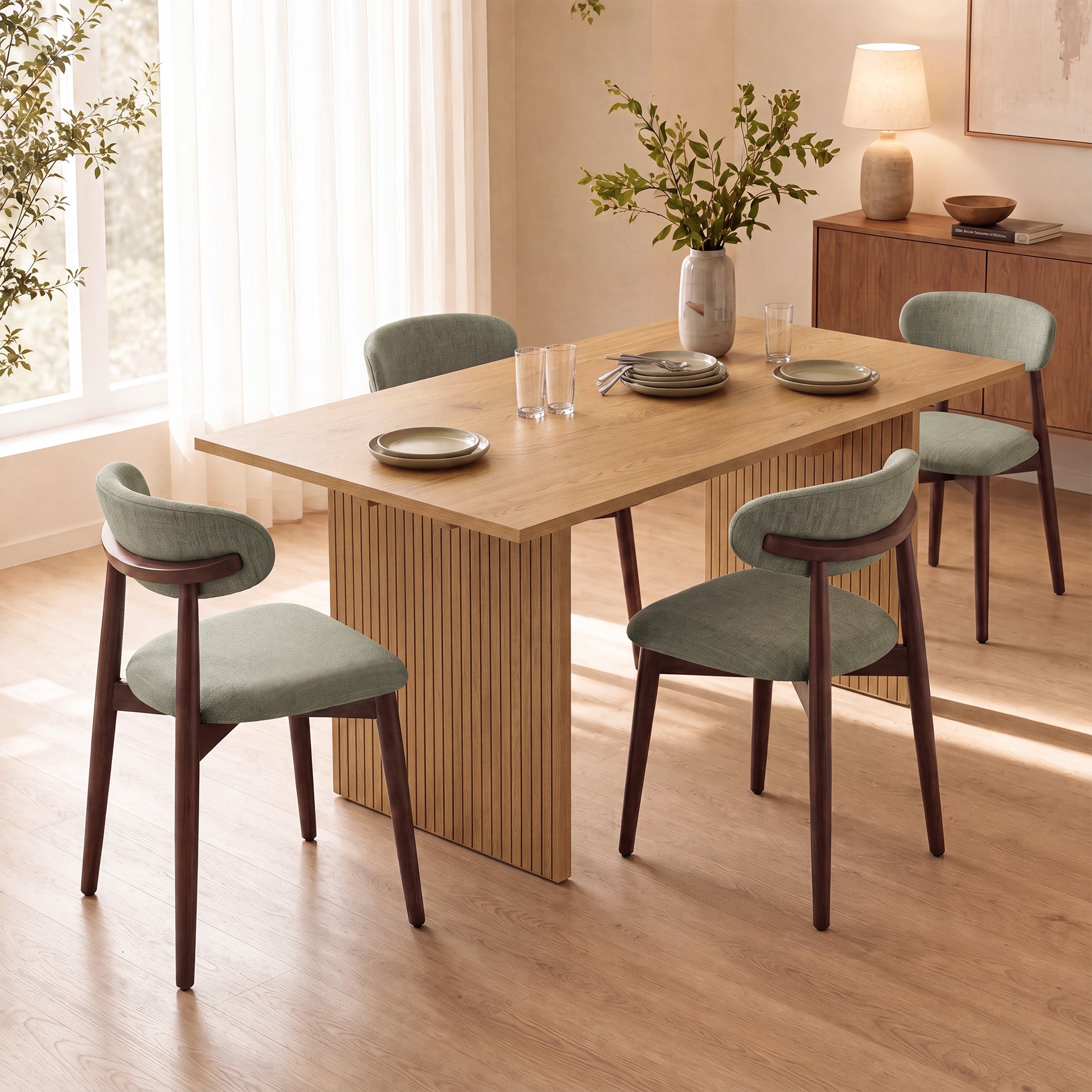 COLAMY HALO 63" Dining Table with NOYA Dining Chairs Set for 4-6
