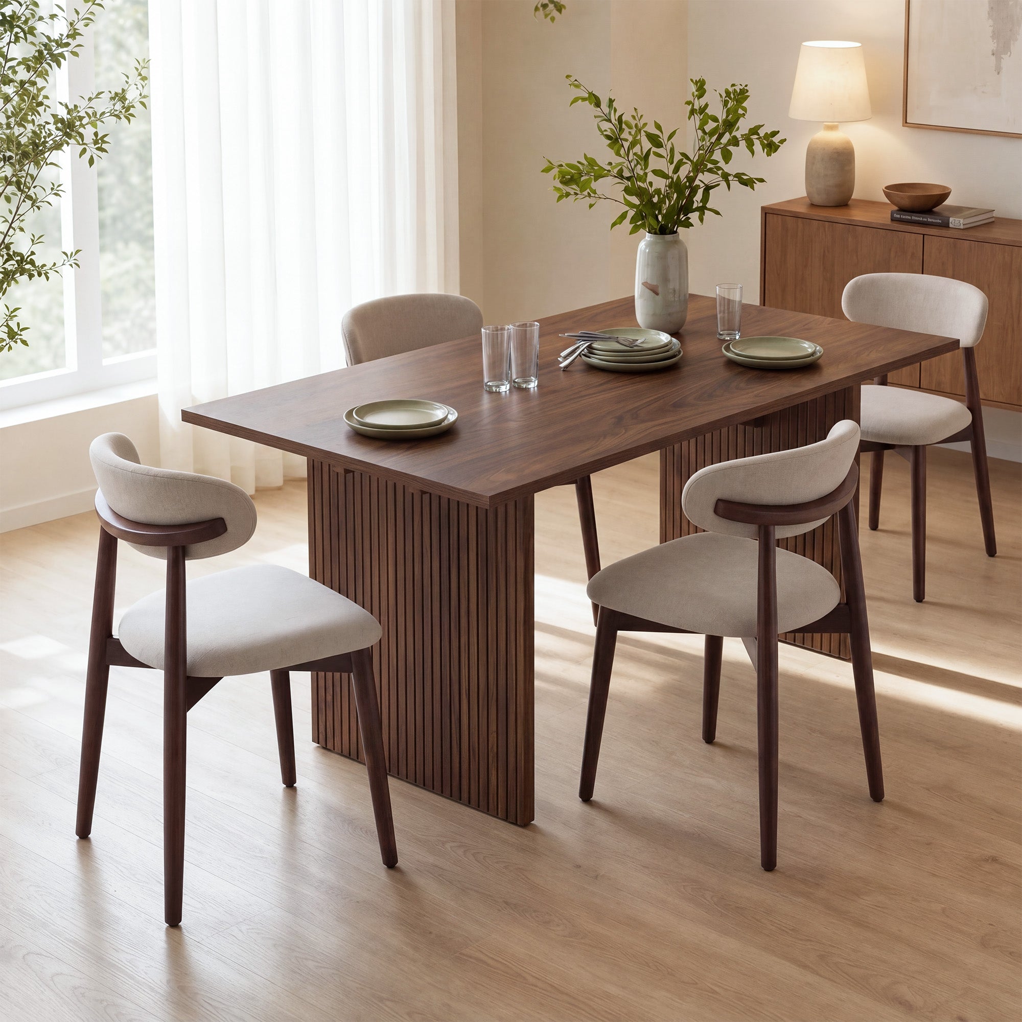 COLAMY HALO 63" Dining Table with NOYA Dining Chairs Set for 4-6