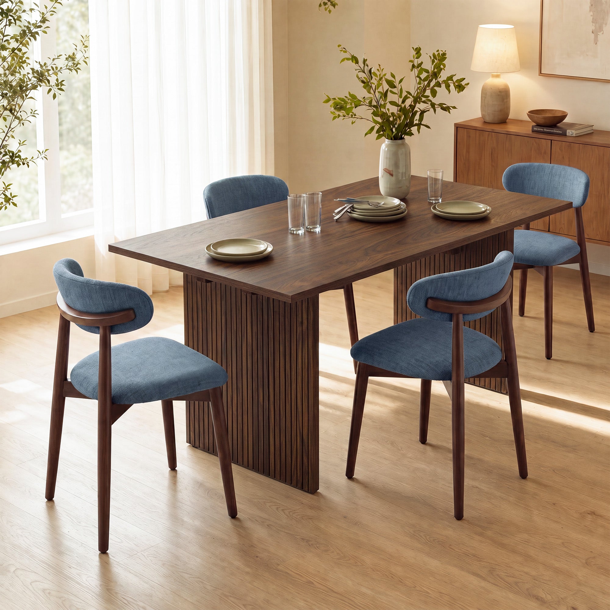 COLAMY HALO 63" Dining Table with NOYA Dining Chairs Set for 4-6