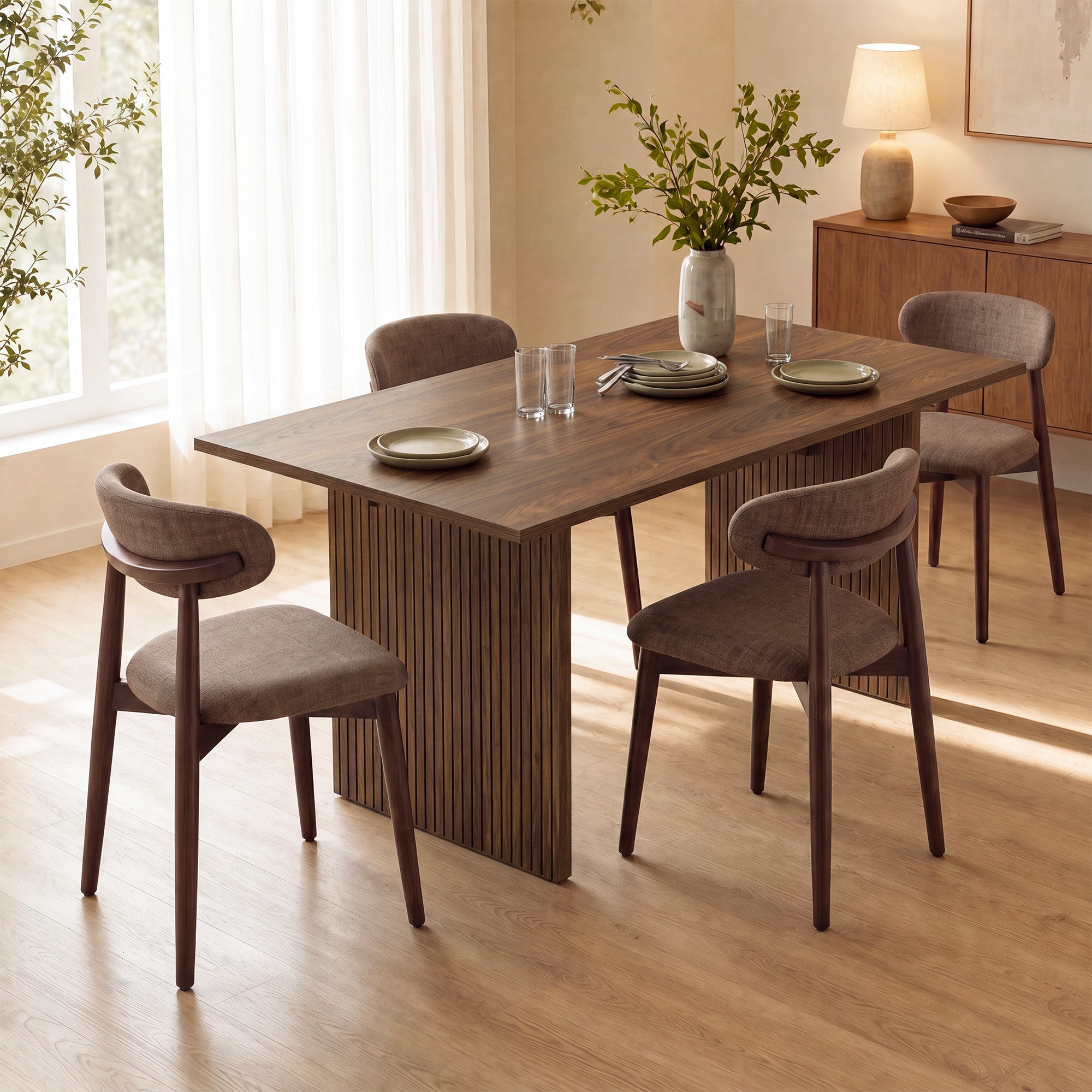 COLAMY HALO 63" Dining Table with NOYA Dining Chairs Set for 4-6