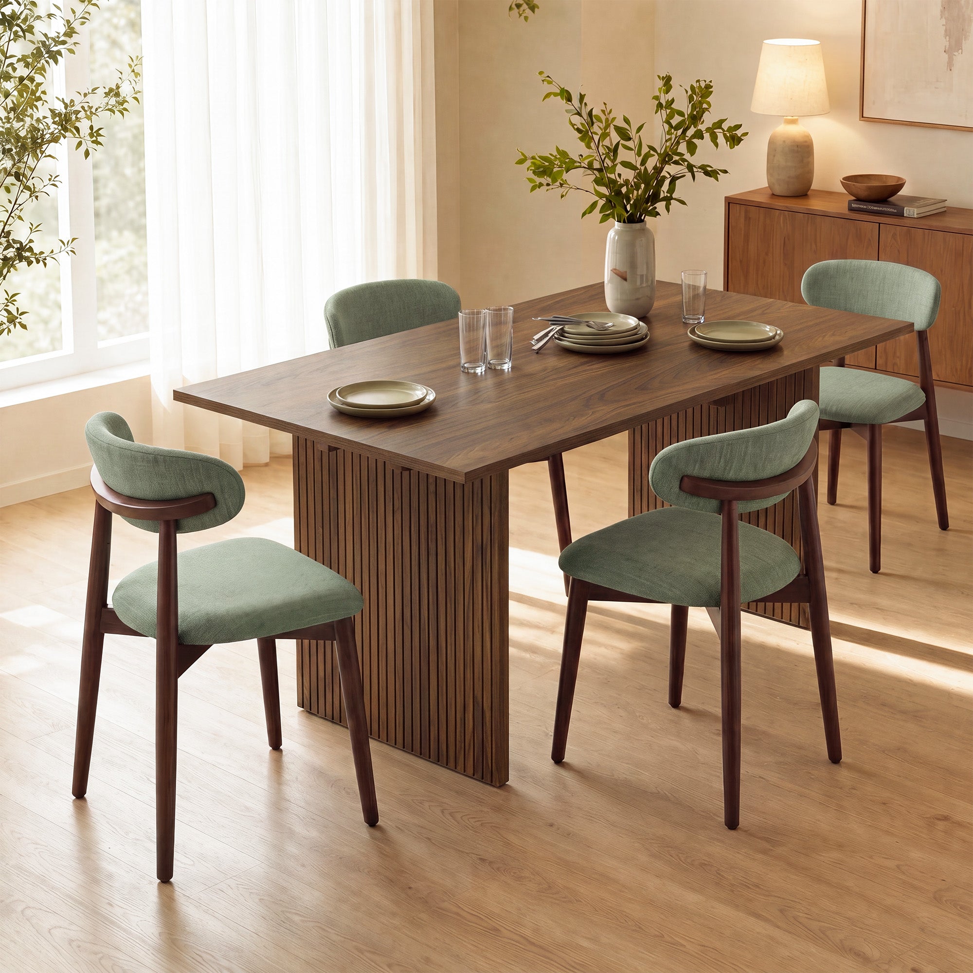 COLAMY HALO 63" Dining Table with NOYA Dining Chairs Set for 4-6