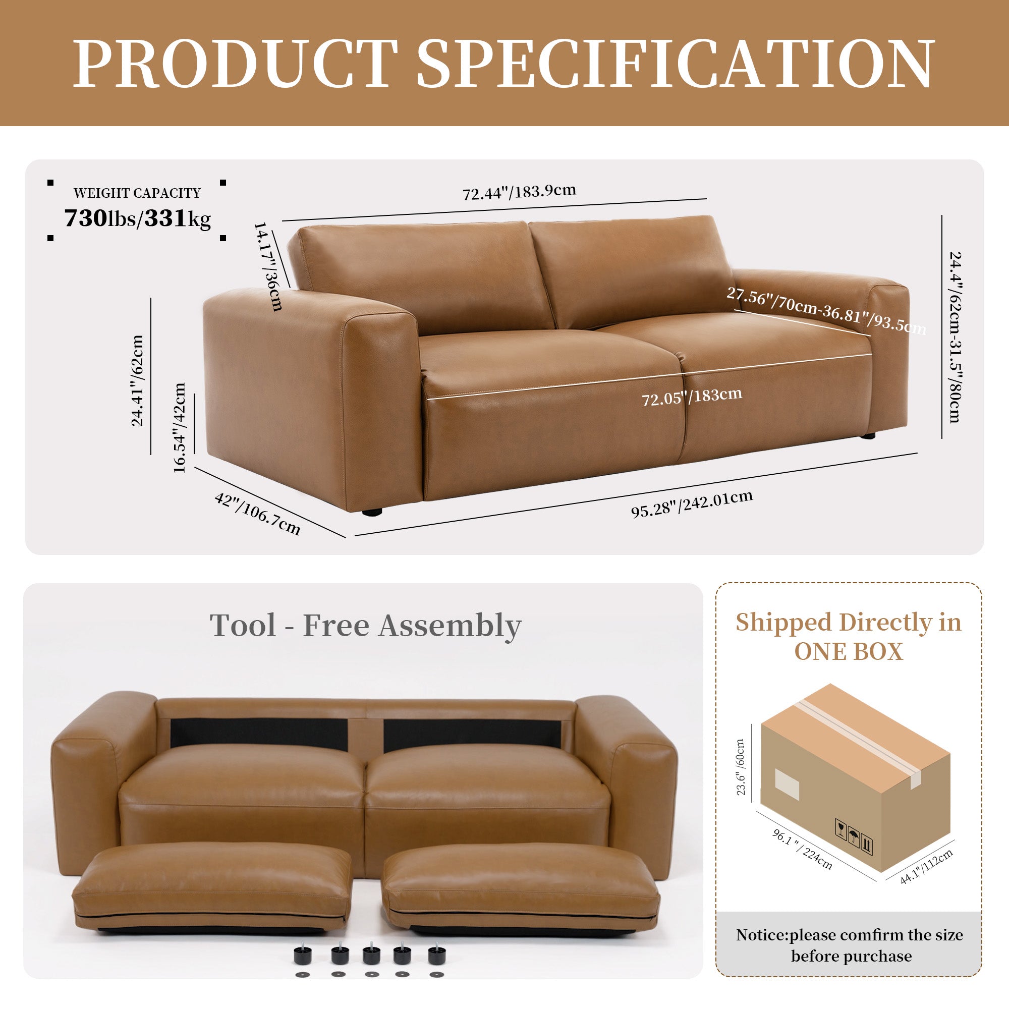 COLAMY MONDO Modern Minimalist Sofa