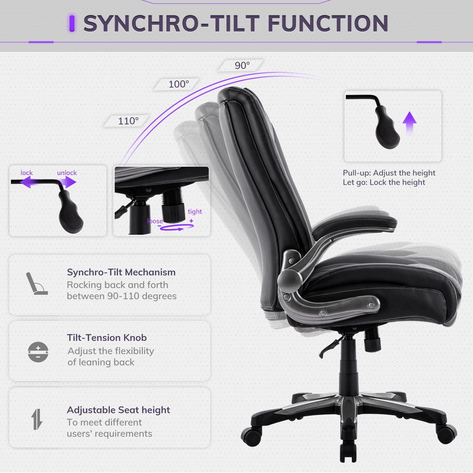 COLAMY PU Leather Big & Tall Office Chair 400lbs Computer Chair Model.5309