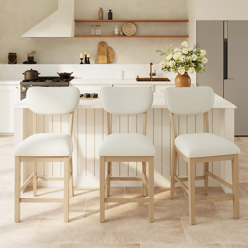 COLAMY AUREL Upholstered Counter Height Bar Stool