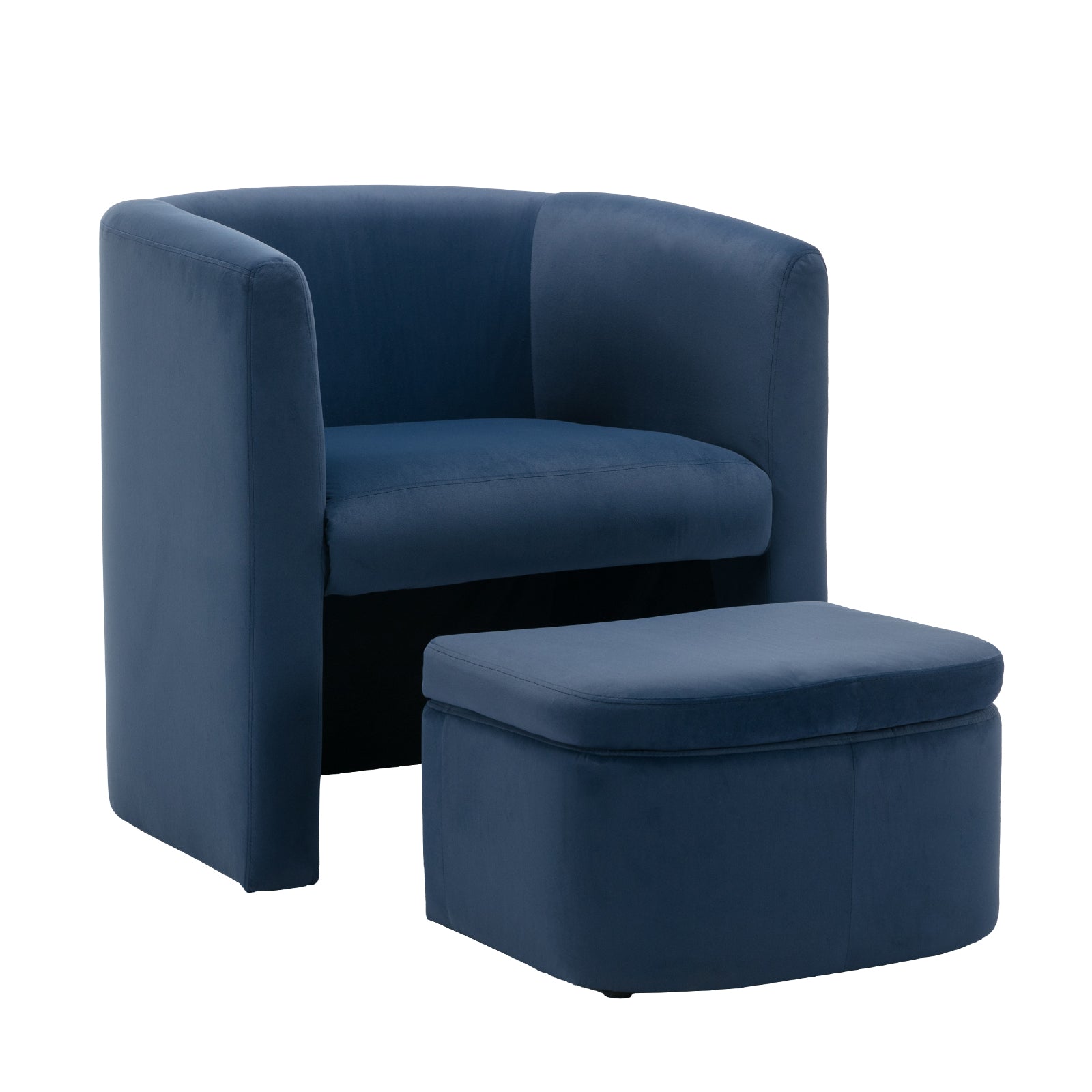 COLAMY Sherpa Barrel Chair Accent Chair with Storage Ottoman Set
