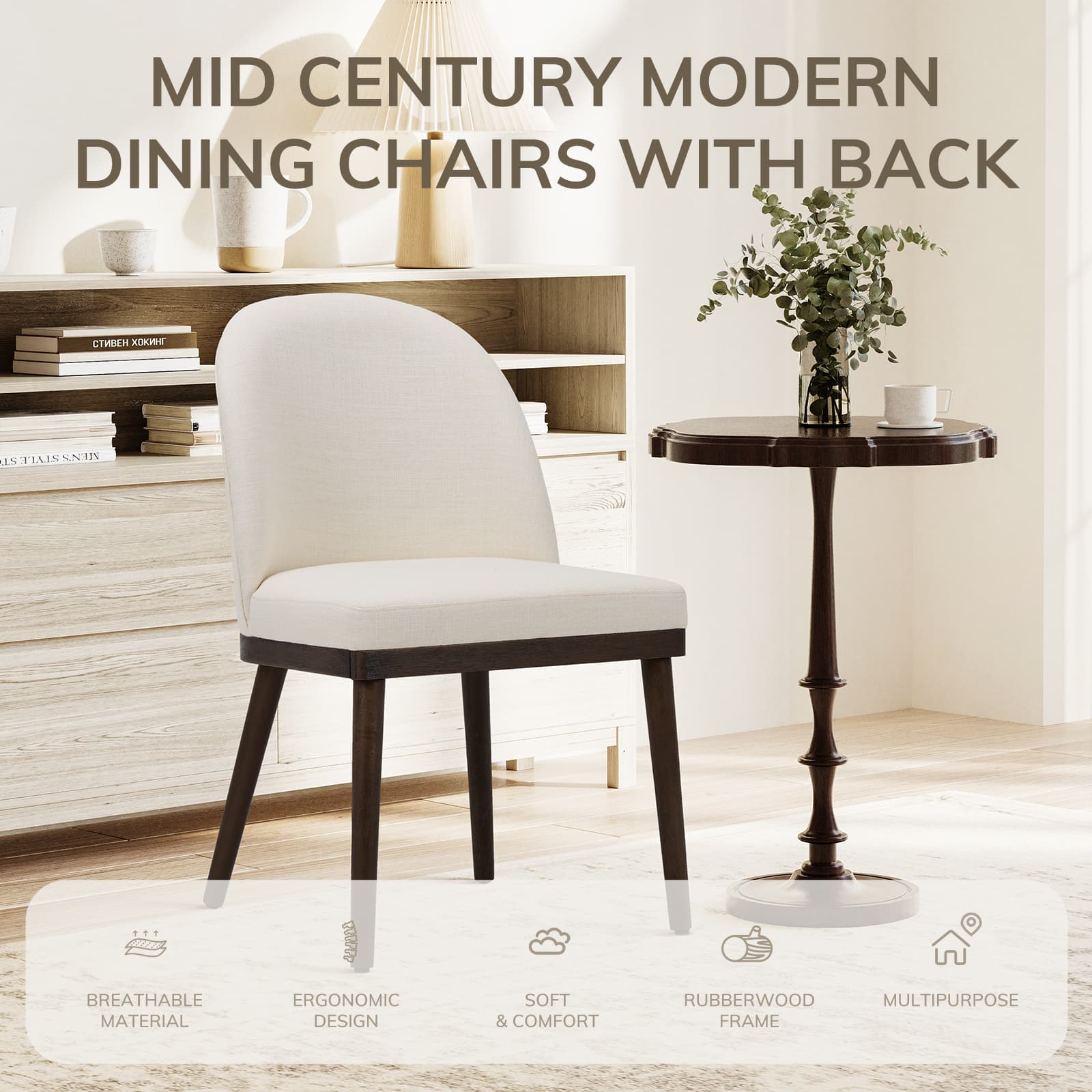 COLAMY Upholstered Mid-back Dining Chair