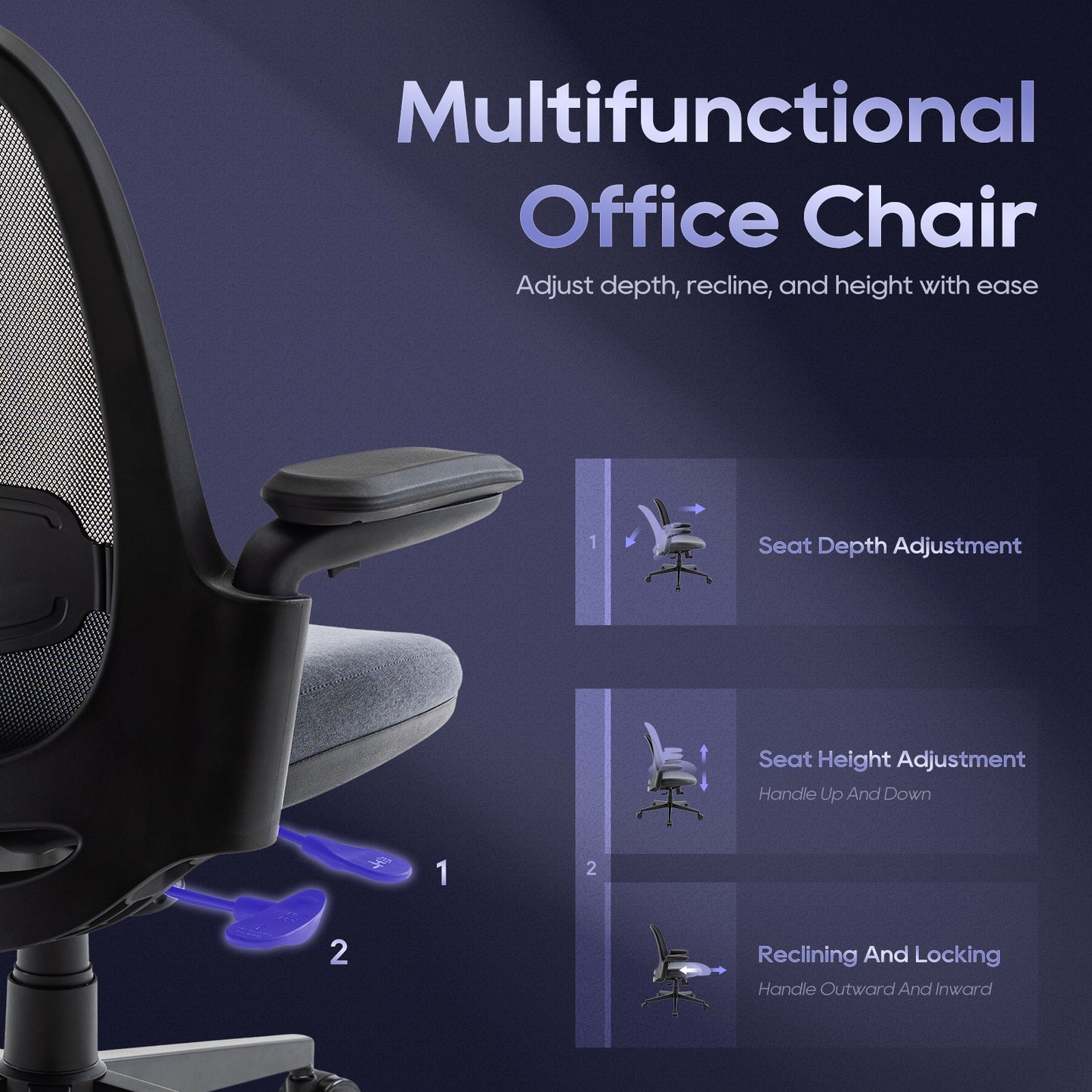 COLAMY Mesh Black Ergonomic Mid Back Office Chair Model.3084