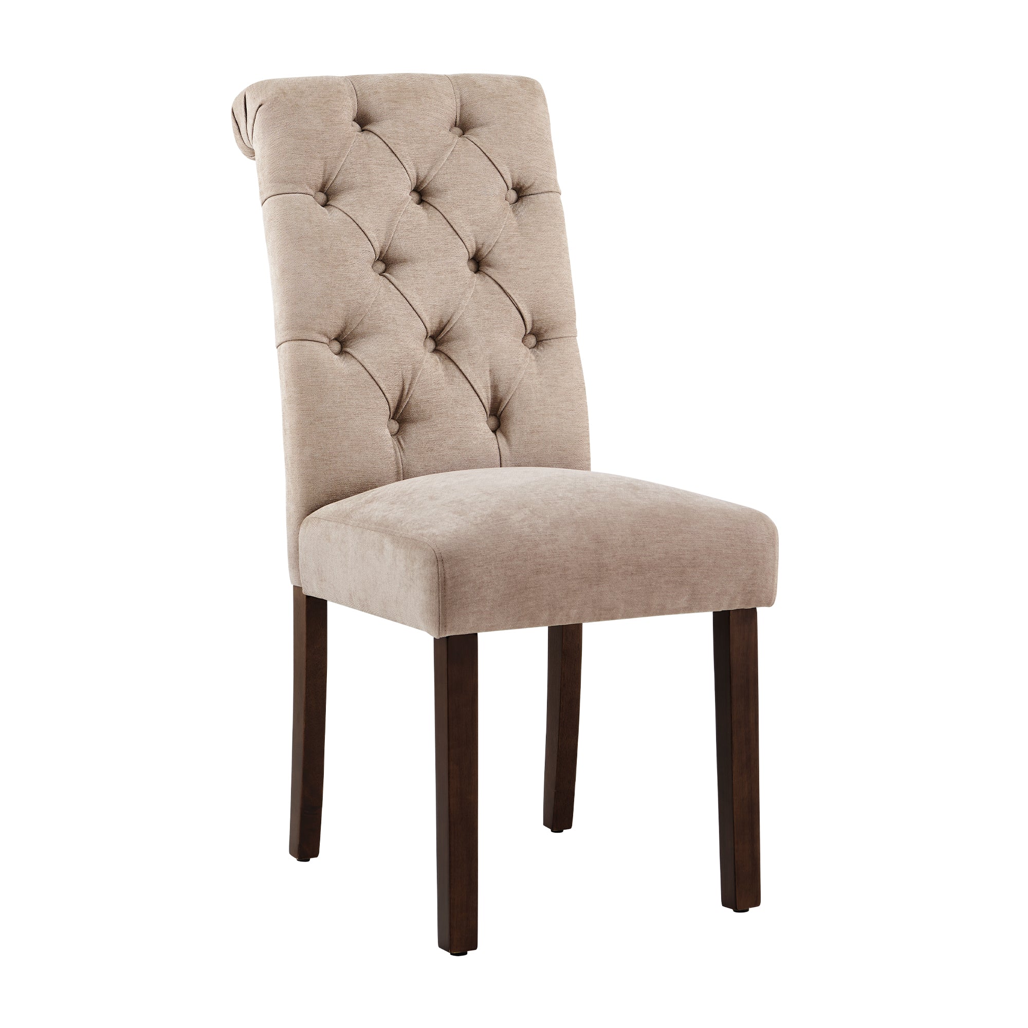 COLAMY Tufted Fabric Rolled Back Dining Chair