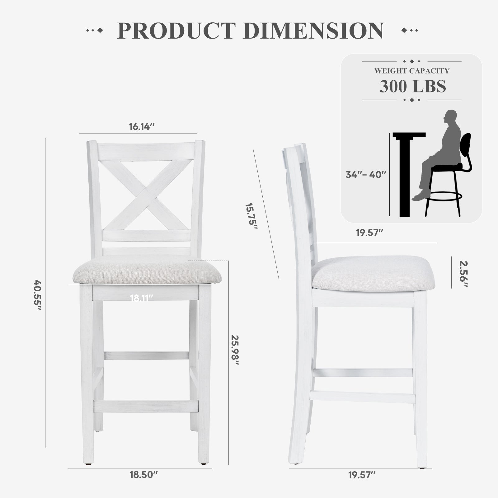 COLAMY Upholstered Lattice Back Bar Stool