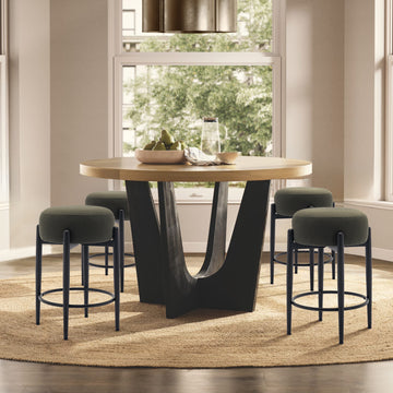 COLAMY Modern Backless Bar Stool Round Padded Bar Stool