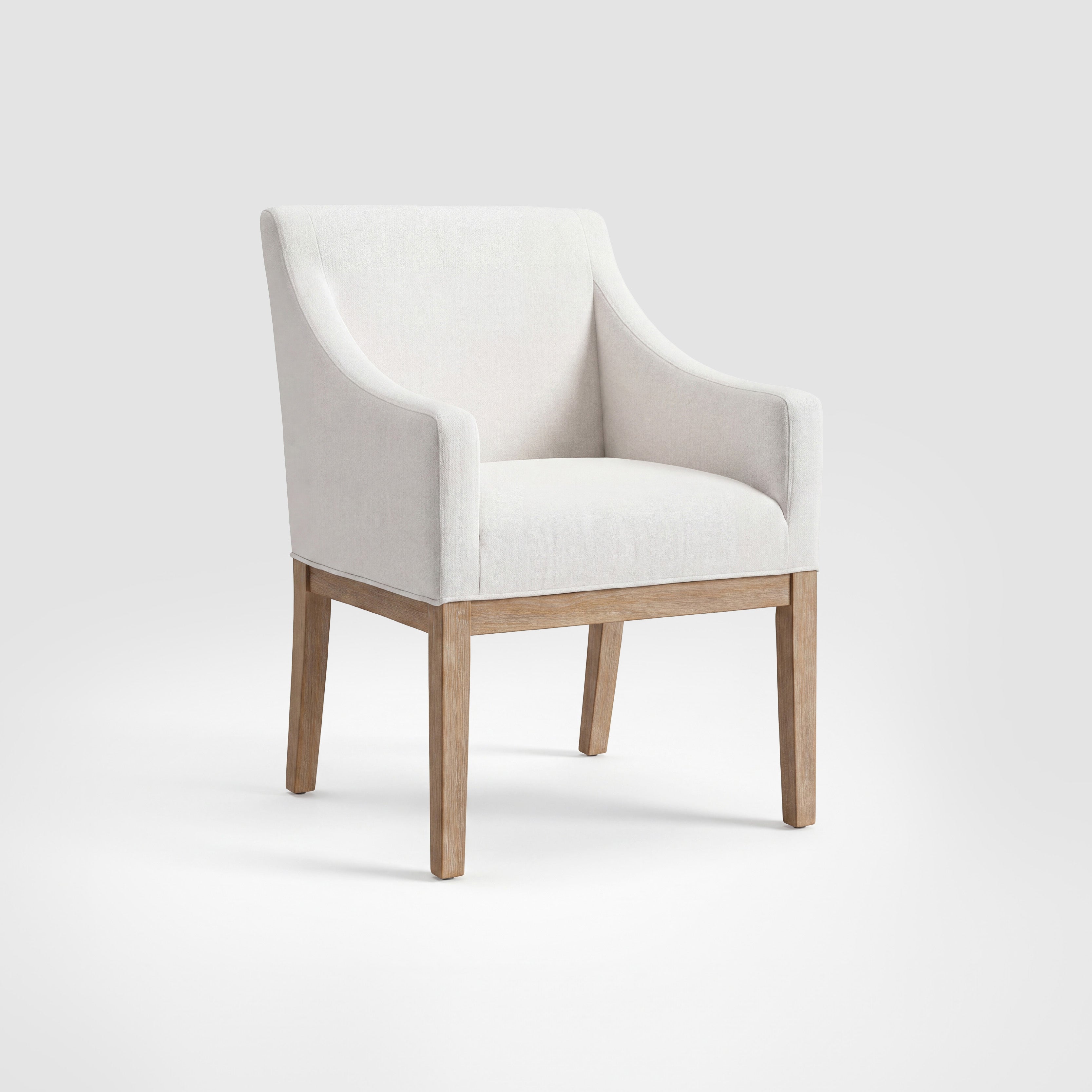 COLAMY ELVIA Upholstered Dining Chair with Arms – Solid Wood Frame