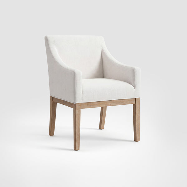 COLAMY ELVIA Upholstered Dining Chair with Arms – Solid Wood Frame