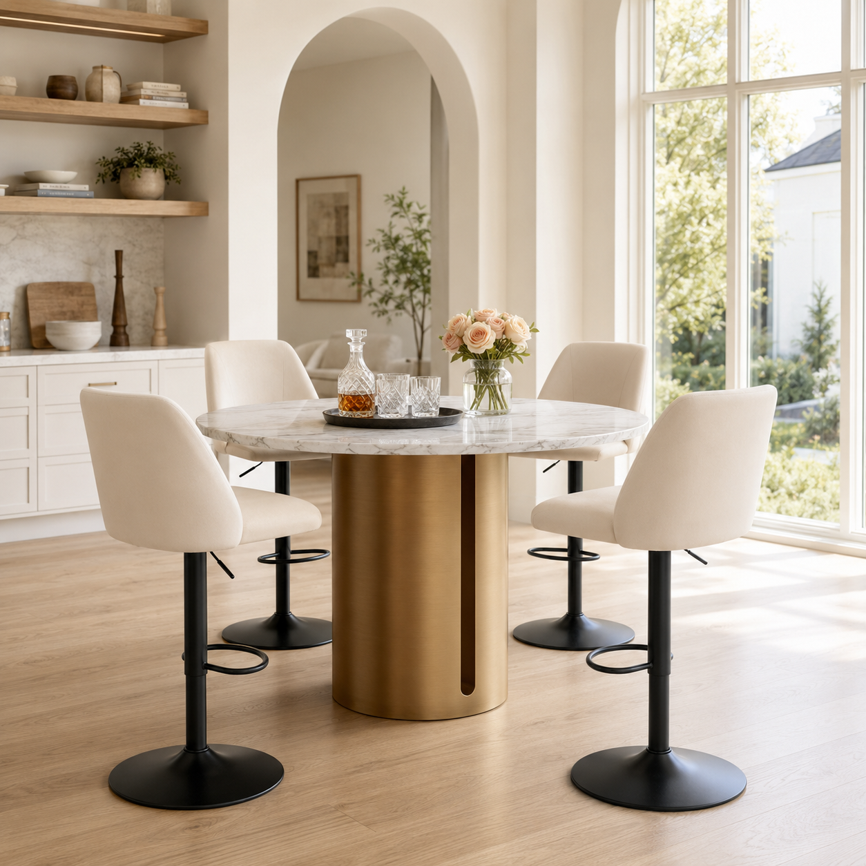 COLAMY Modern Upholstered Adjustable Height Bar Stools
