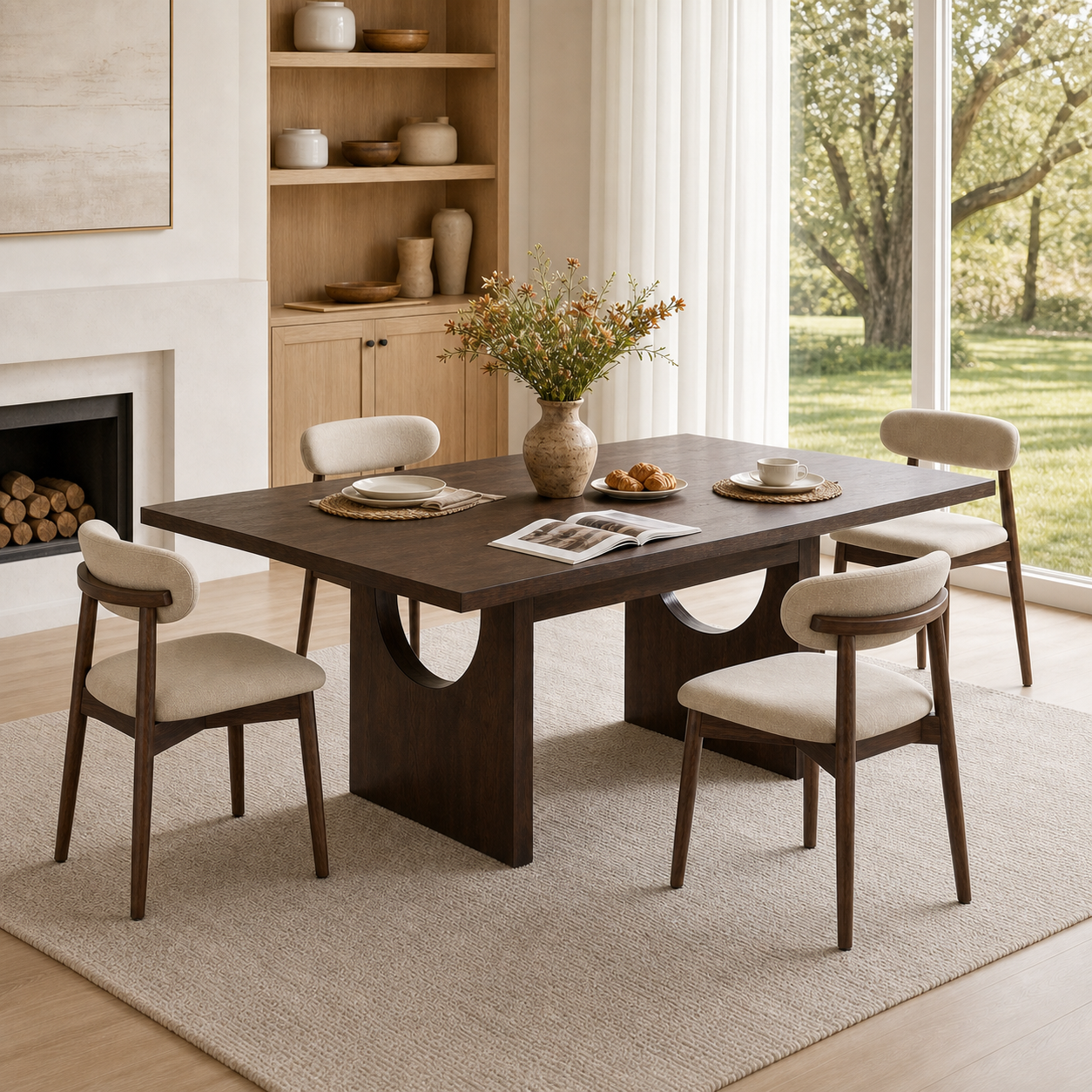 COLAMY HALO 72" Dining Table with NOYA Dining Chairs Set for 4-6