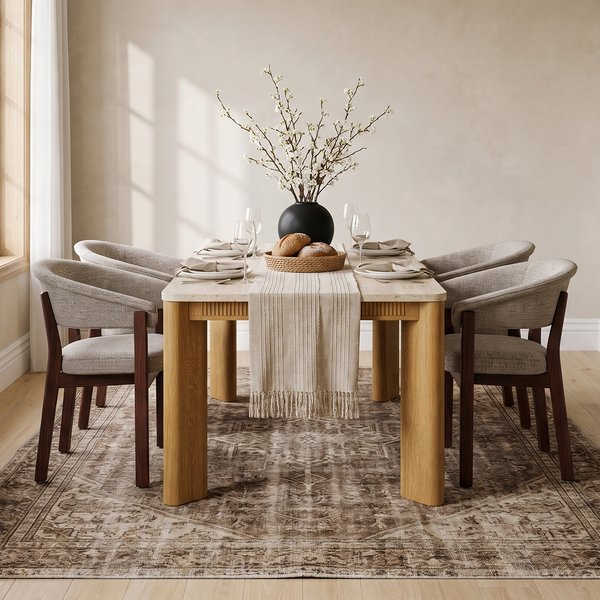 COLAMY VERSE 63" Dining Table for 4-6 with HALO Luxe Fully Assembled Upholstered Dining Chairs Set