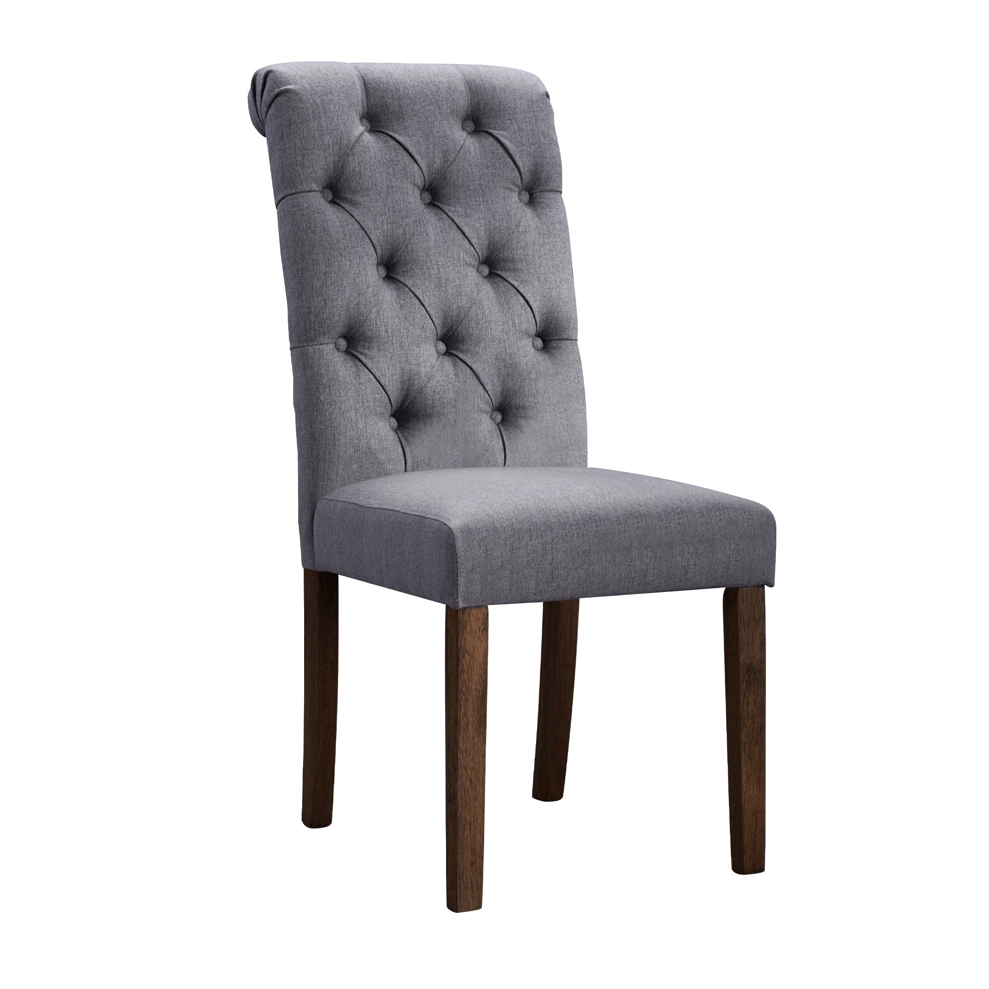 COLAMY Tufted Fabric Rolled Back Dining Chair
