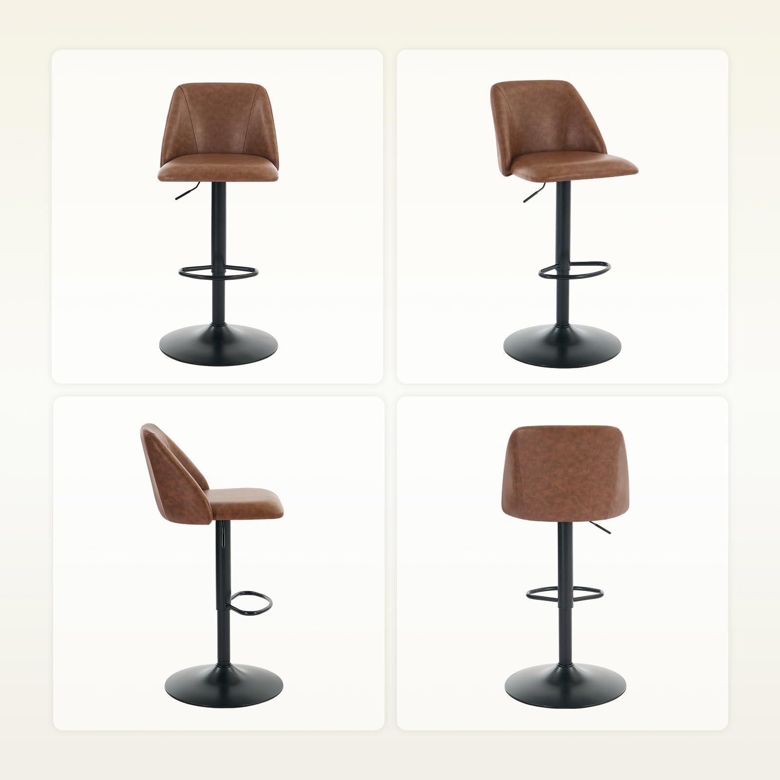 COLAMY Modern Upholstered Adjustable Height Bar Stools