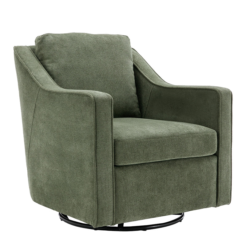 COLAMY Beige Color 360° Swivel Accent Chair Upholstered Fabric Leisure Armchair