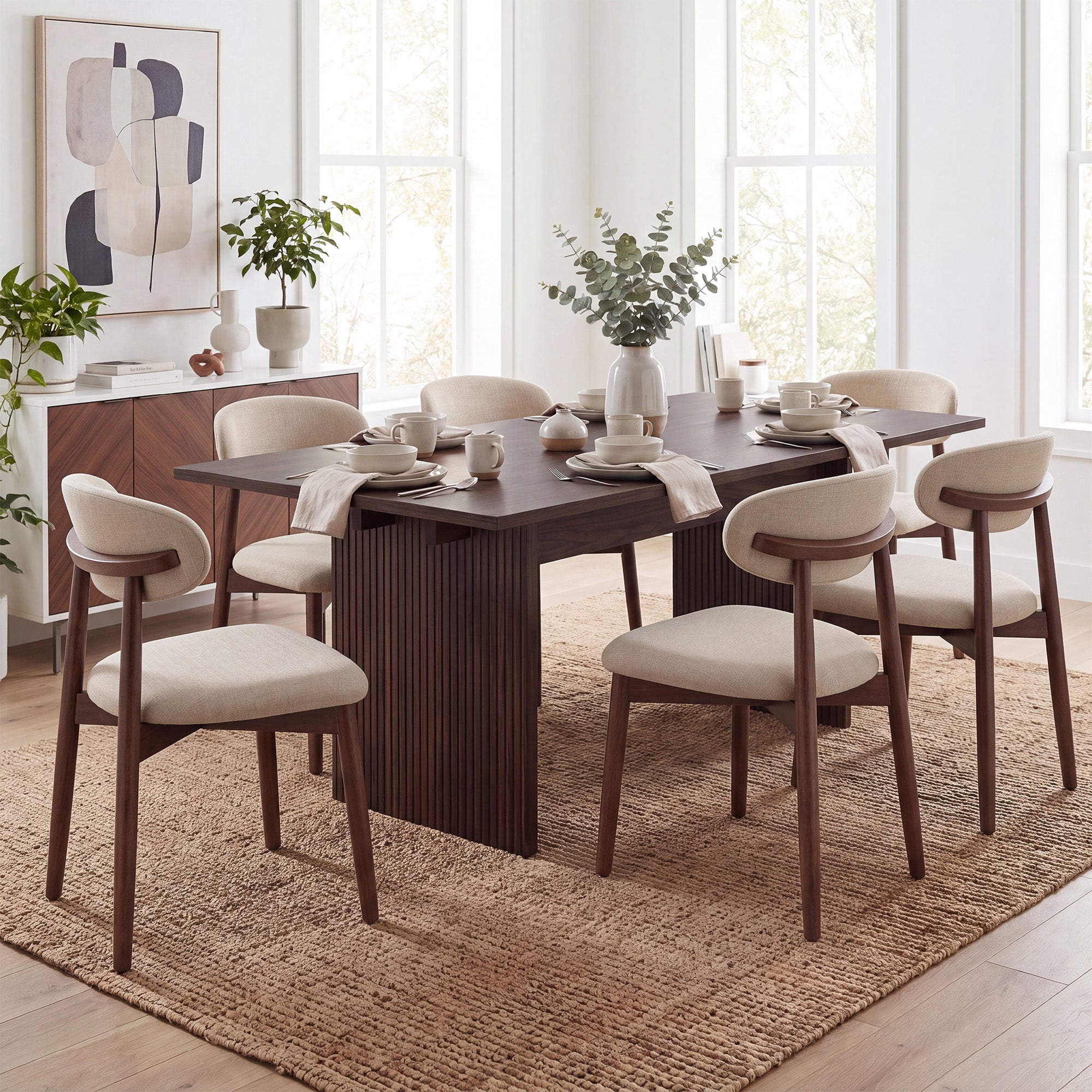 COLAMY HALO 63" Dining Table with NOYA Dining Chairs Set for 4-6
