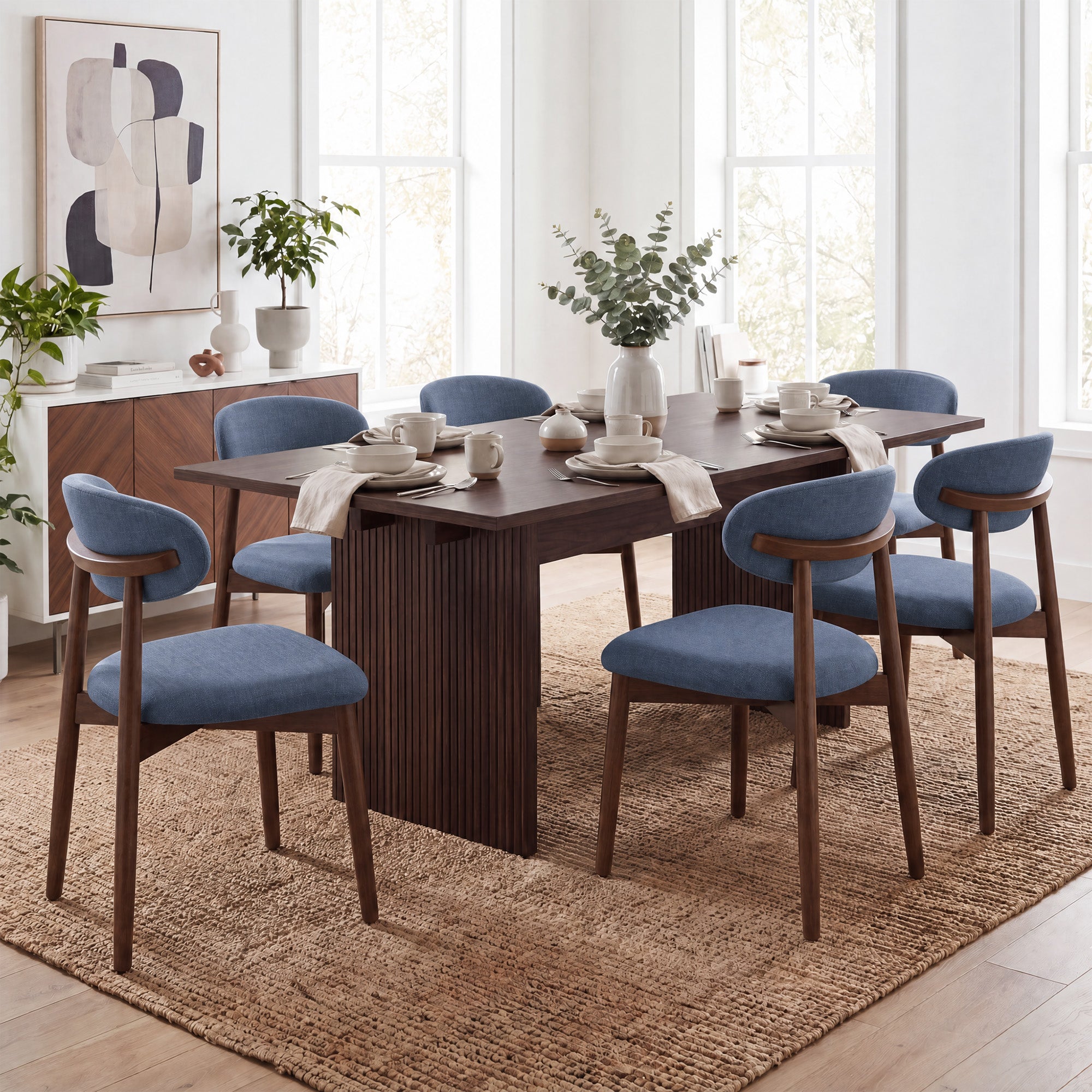 COLAMY HALO 63" Dining Table with NOYA Dining Chairs Set for 4-6