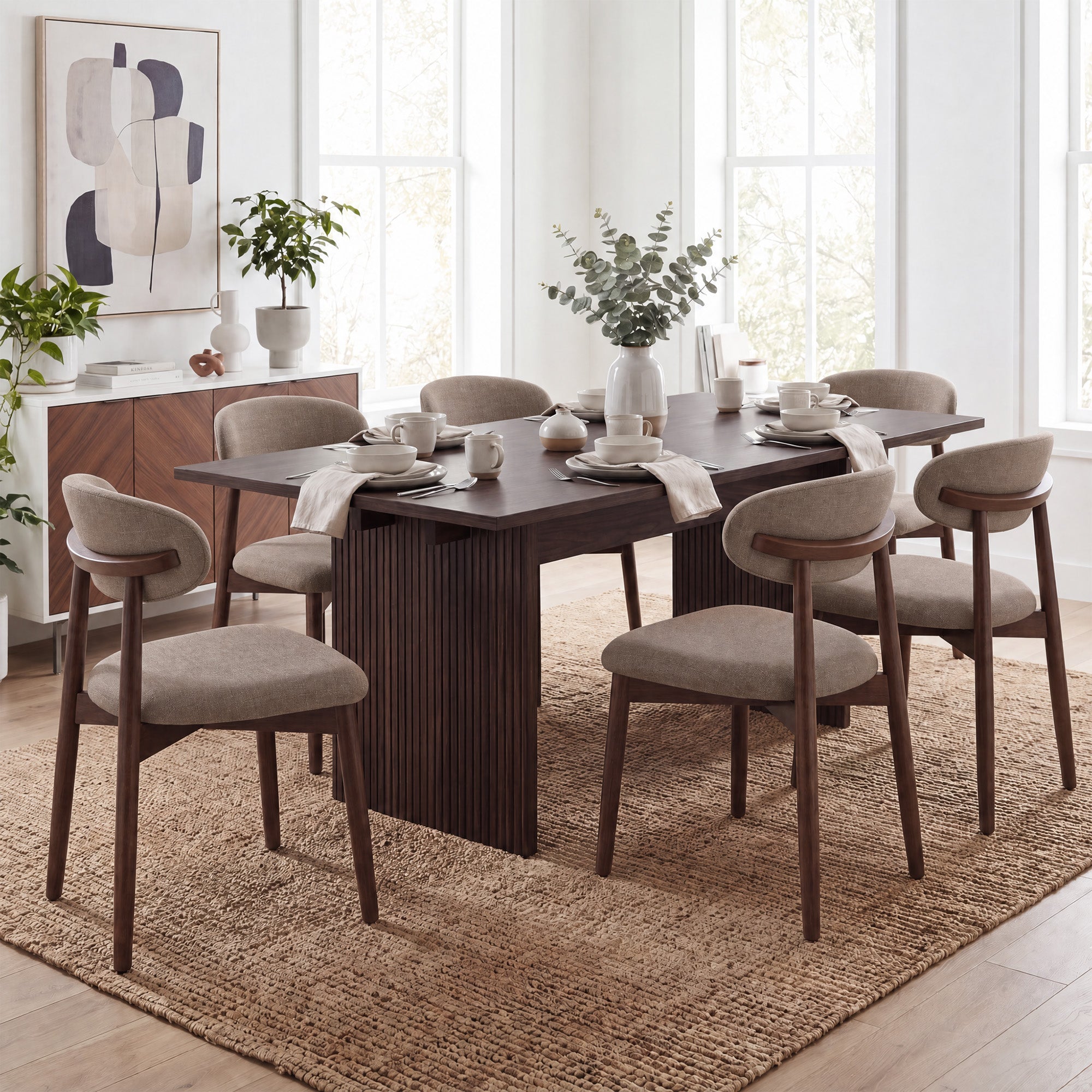 COLAMY HALO 63" Dining Table with NOYA Dining Chairs Set for 4-6