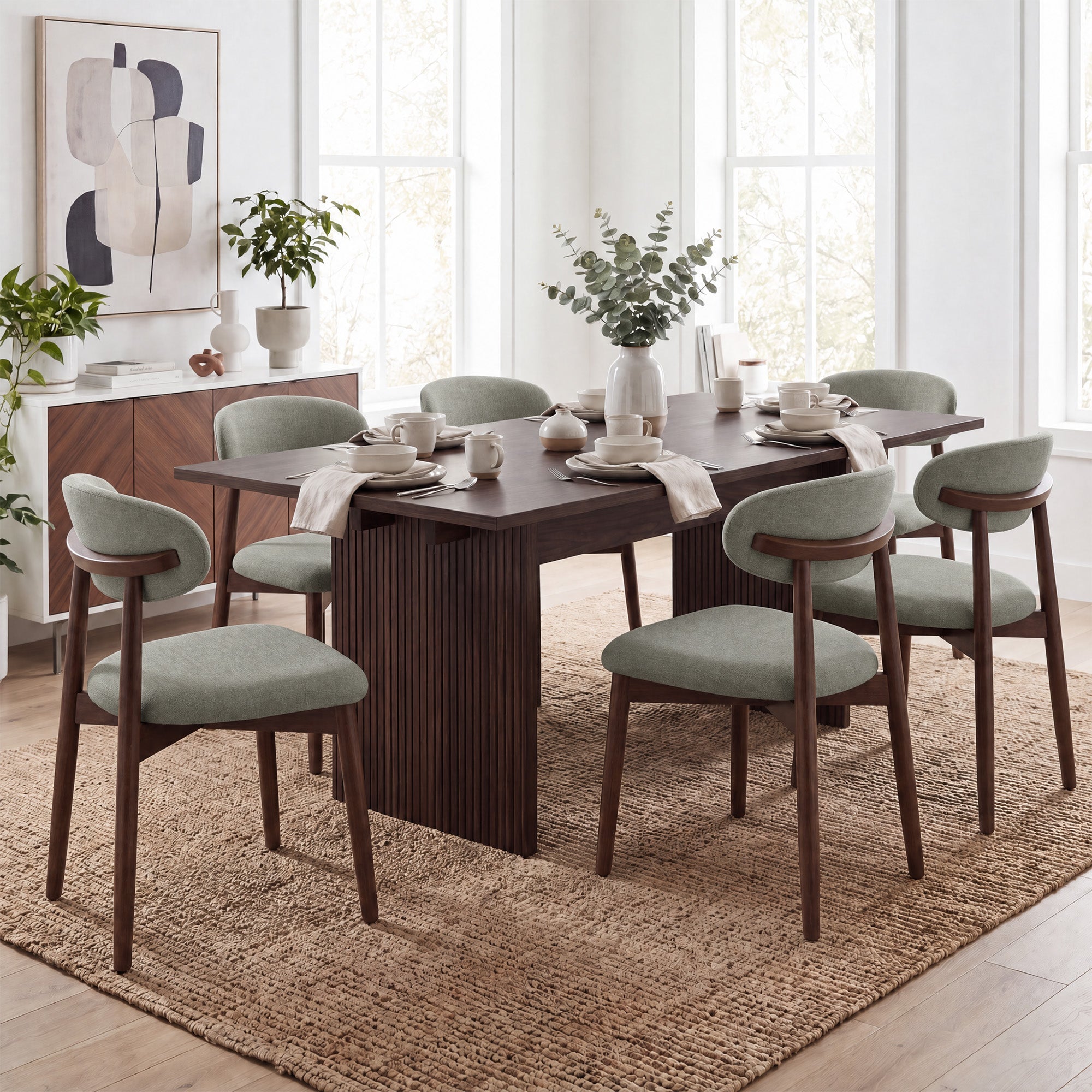COLAMY HALO 63" Dining Table with NOYA Dining Chairs Set for 4-6