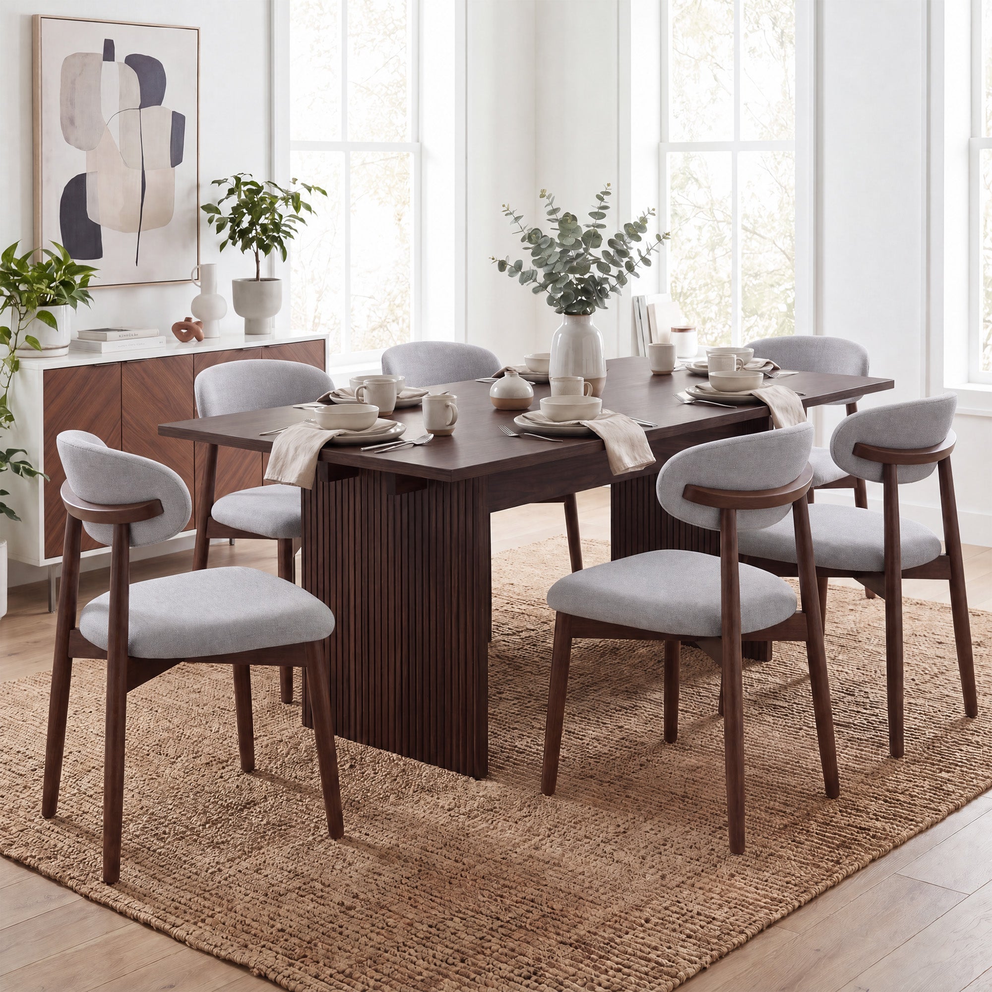 COLAMY HALO 63" Dining Table with NOYA Dining Chairs Set for 4-6