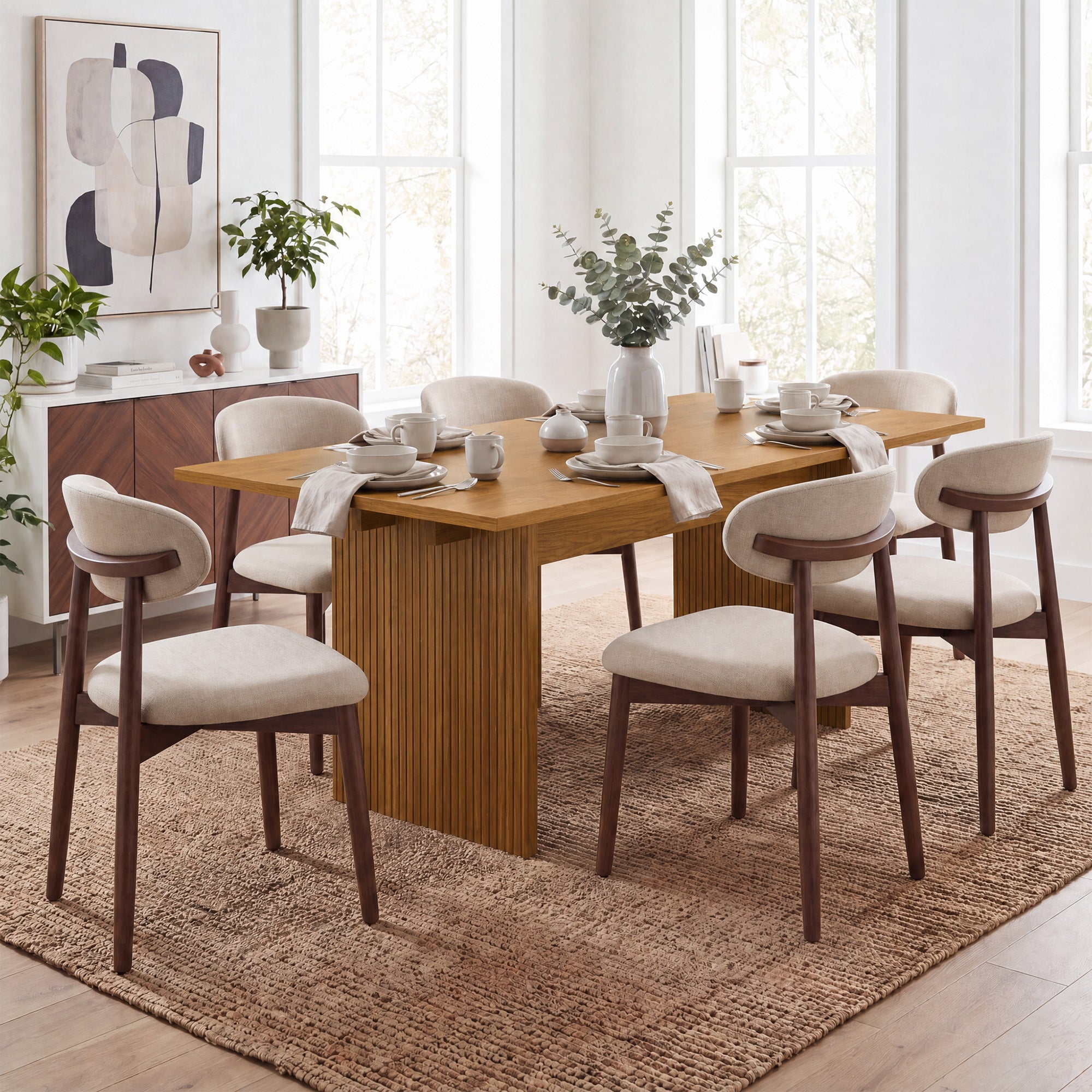 COLAMY HALO 63" Dining Table with NOYA Dining Chairs Set for 4-6