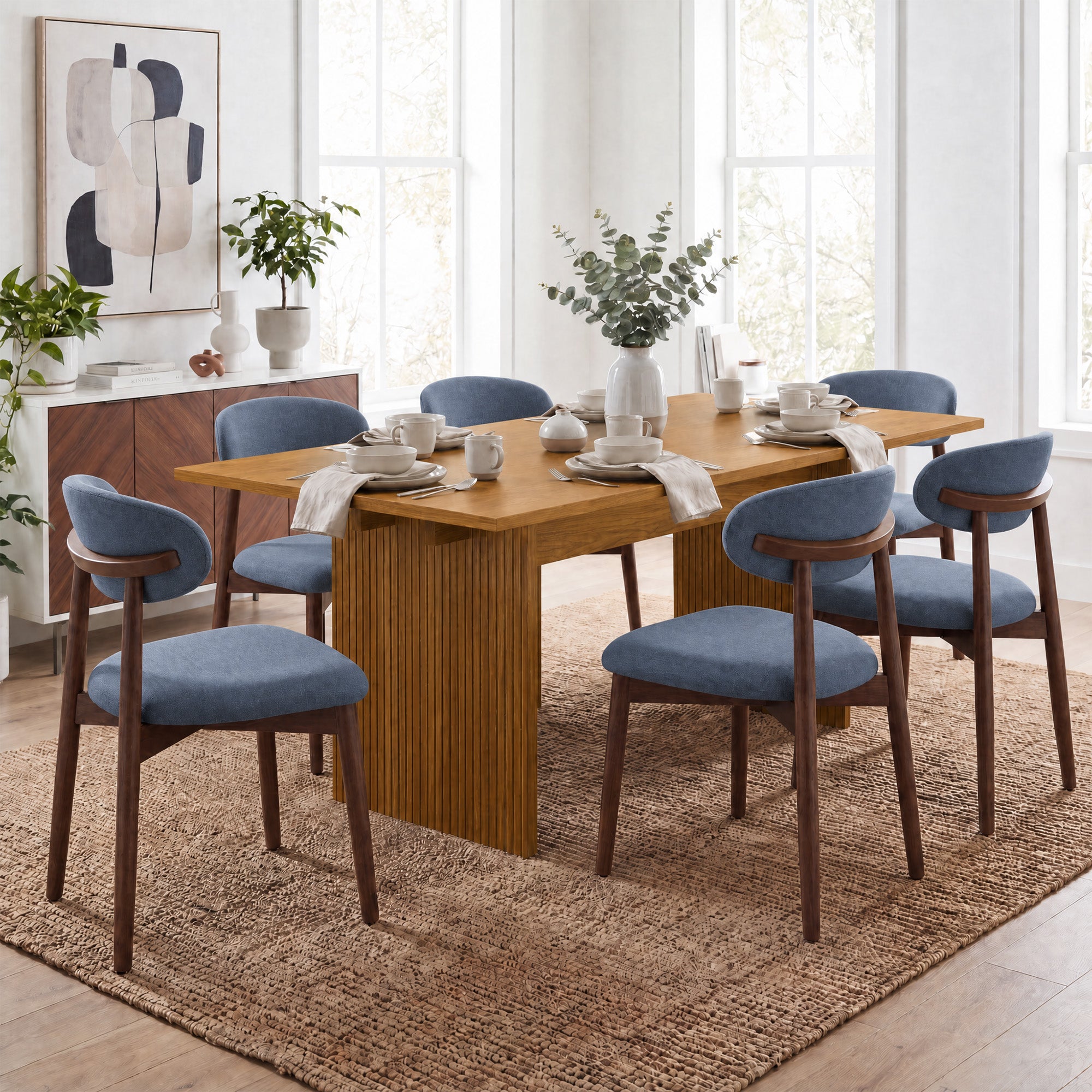 COLAMY HALO 63" Dining Table with NOYA Dining Chairs Set for 4-6