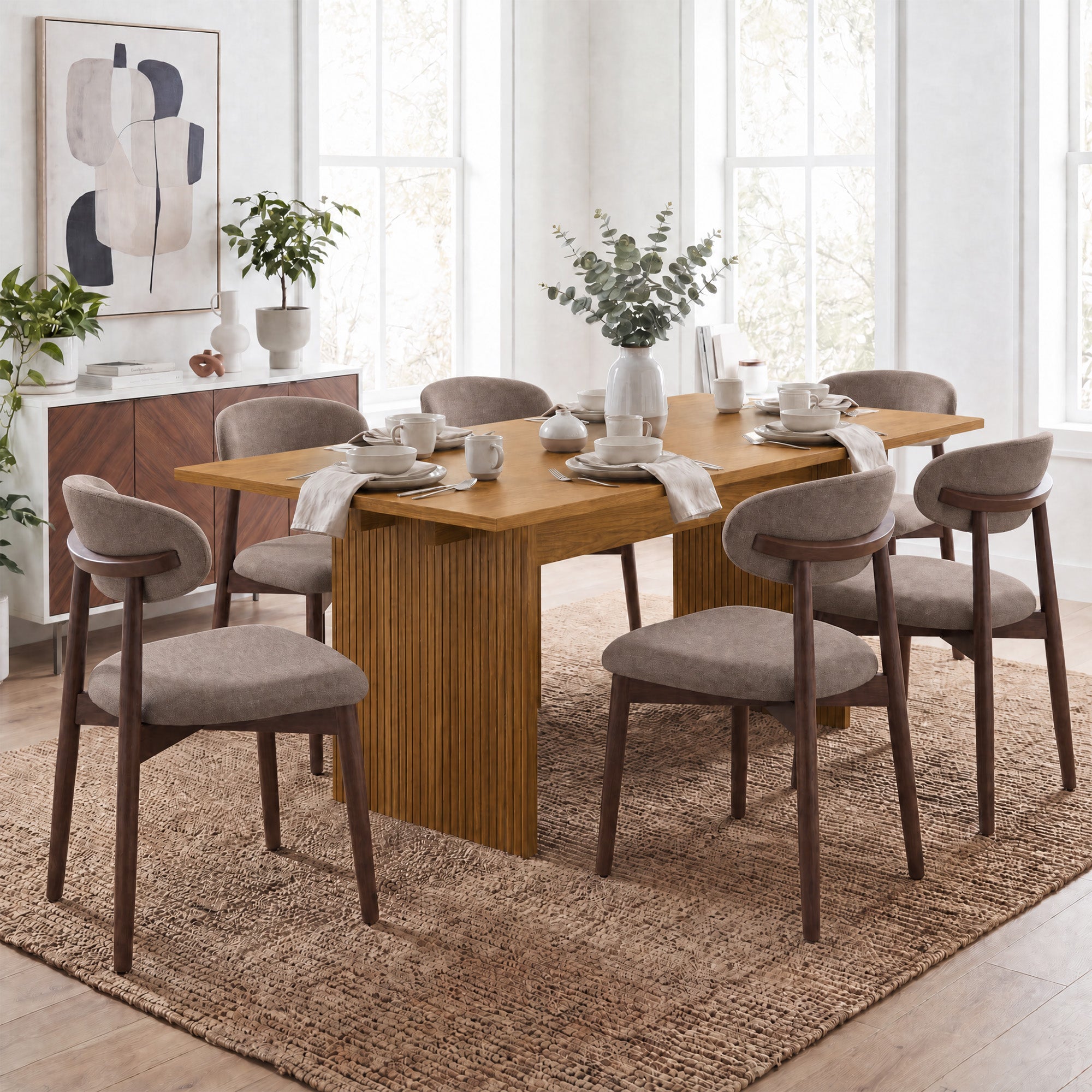 COLAMY HALO 63" Dining Table with NOYA Dining Chairs Set for 4-6