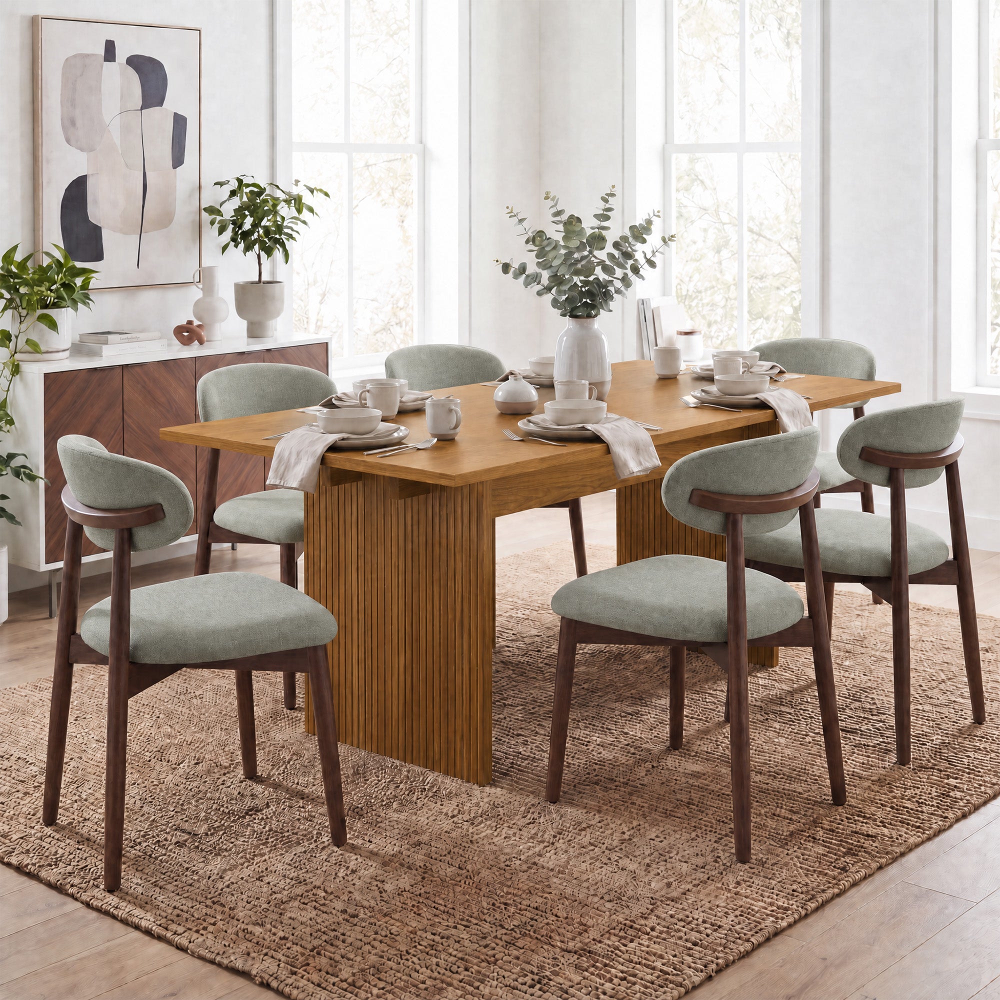 COLAMY HALO 63" Dining Table with NOYA Dining Chairs Set for 4-6