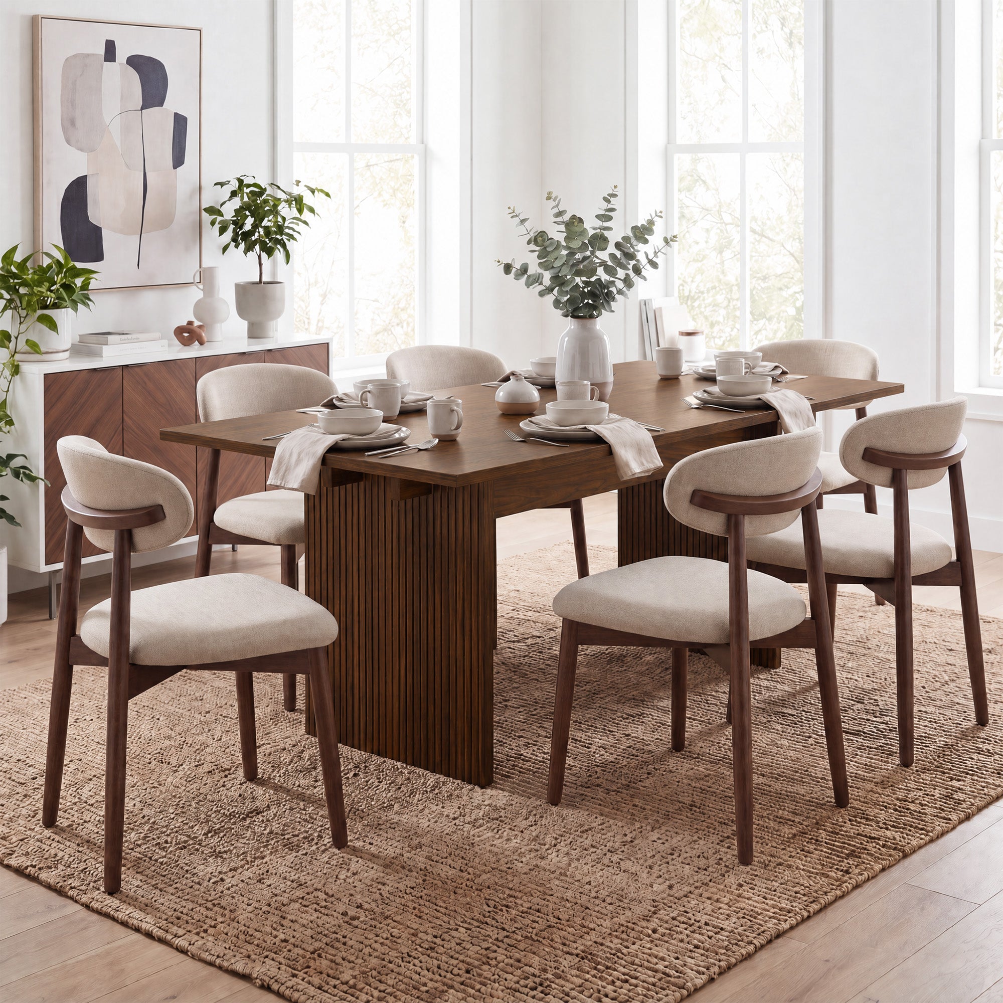 COLAMY HALO 63" Dining Table with NOYA Dining Chairs Set for 4-6