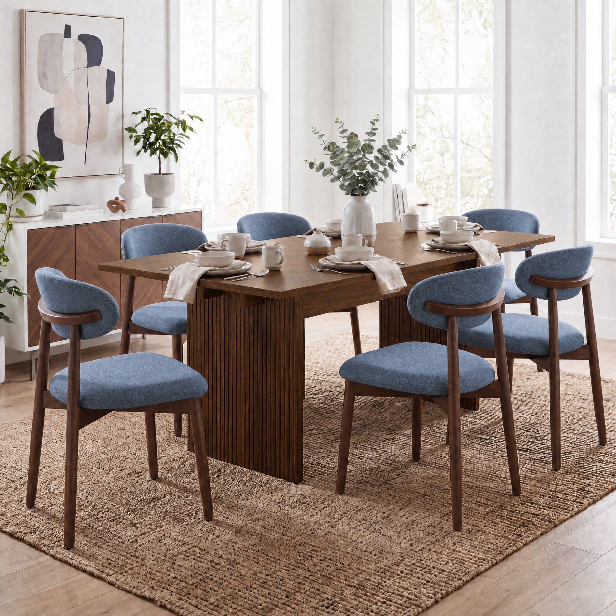 COLAMY HALO 63" Dining Table with NOYA Dining Chairs Set for 4-6