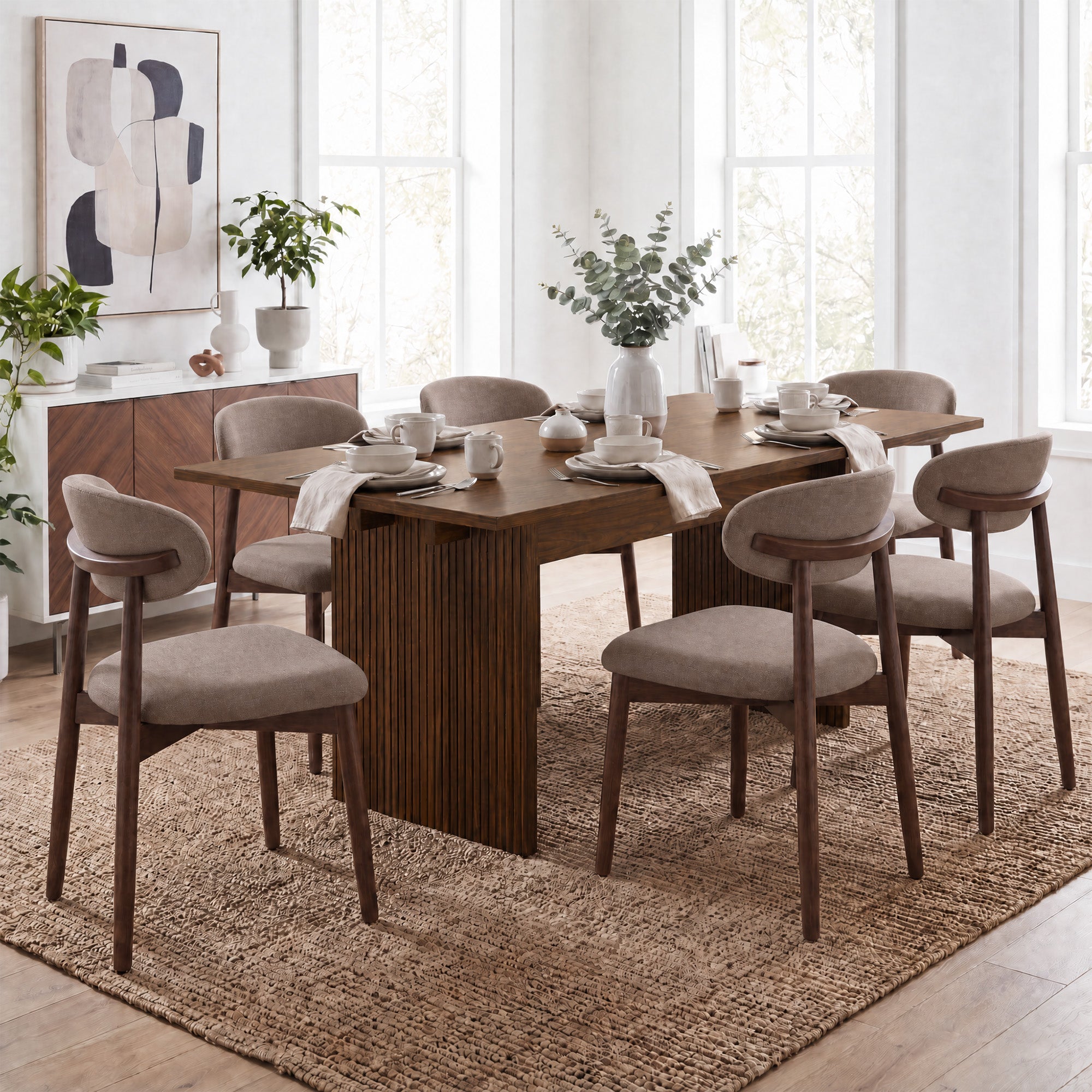 COLAMY HALO 63" Dining Table with NOYA Dining Chairs Set for 4-6