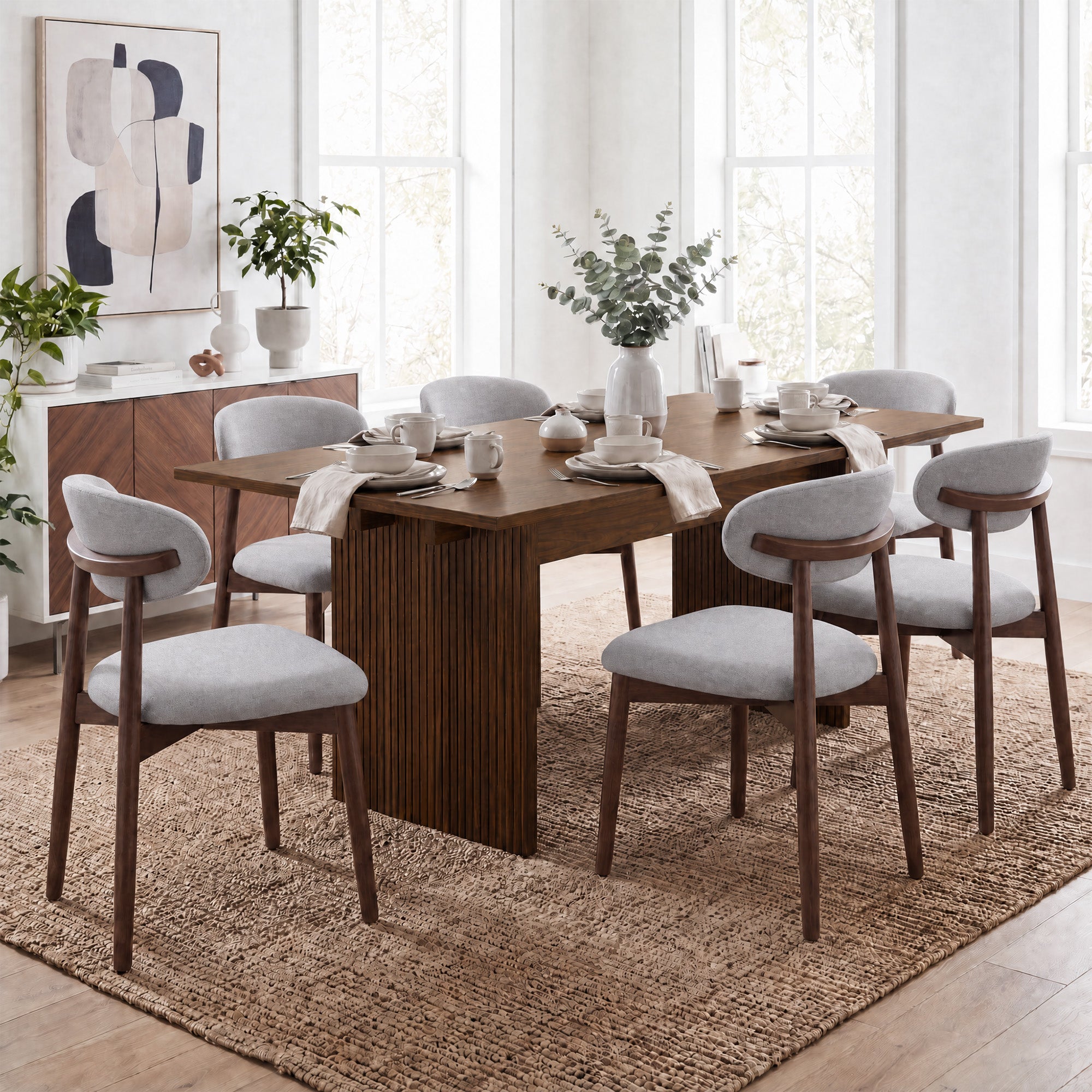 COLAMY HALO 63" Dining Table with NOYA Dining Chairs Set for 4-6