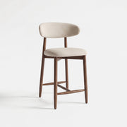 COLAMY ARLA Upholstered Wooden Scandi Minimalist Counter Height Bar Stool