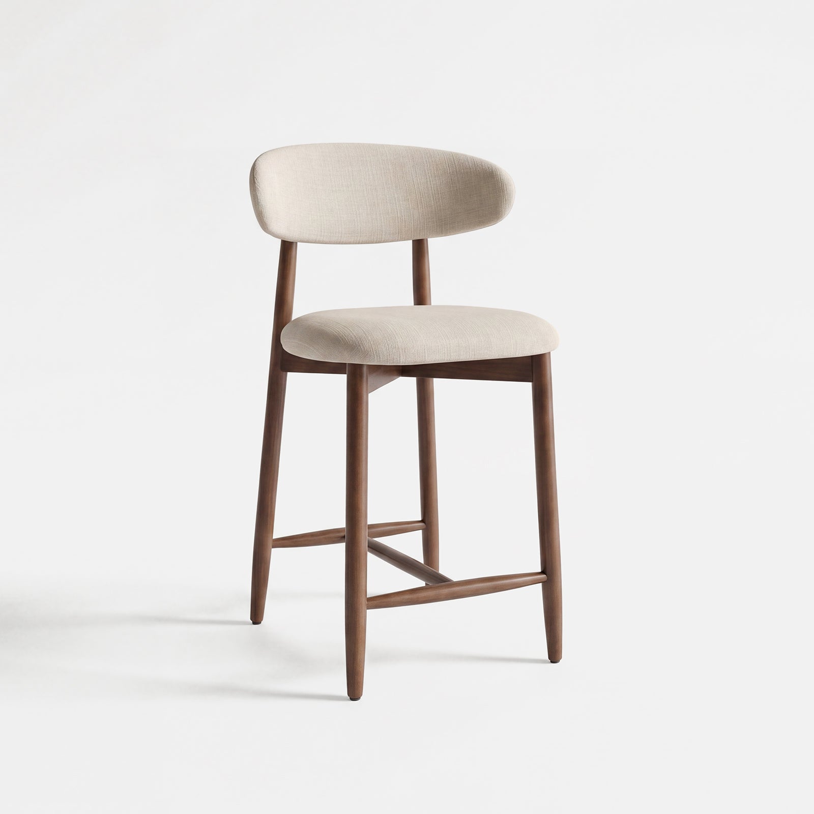 ARLA Upholstered Wooden Scandi Minimalist Counter Height Bar Stool
