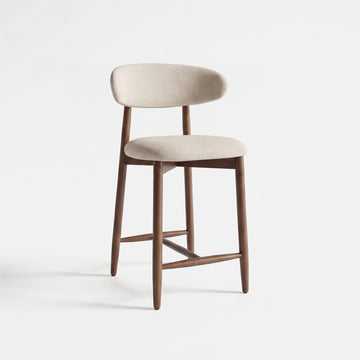 COLAMY ARLA Upholstered Wooden Scandi Minimalist Counter Height Bar Stool