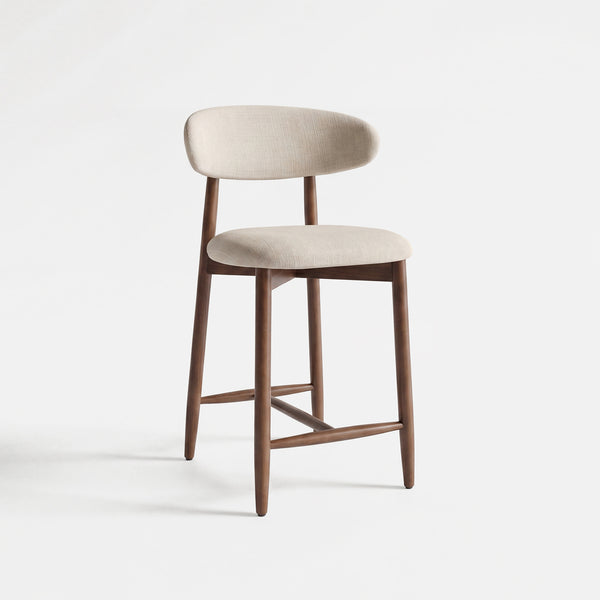 COLAMY ARLA Upholstered Wooden Scandi Minimalist Counter Height Bar Stool