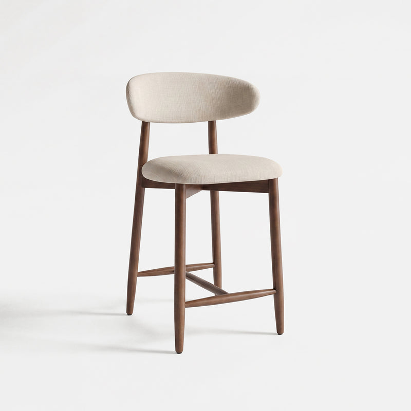 COLAMY ARLA Upholstered Wooden Scandi Minimalist Counter Height Bar Stool