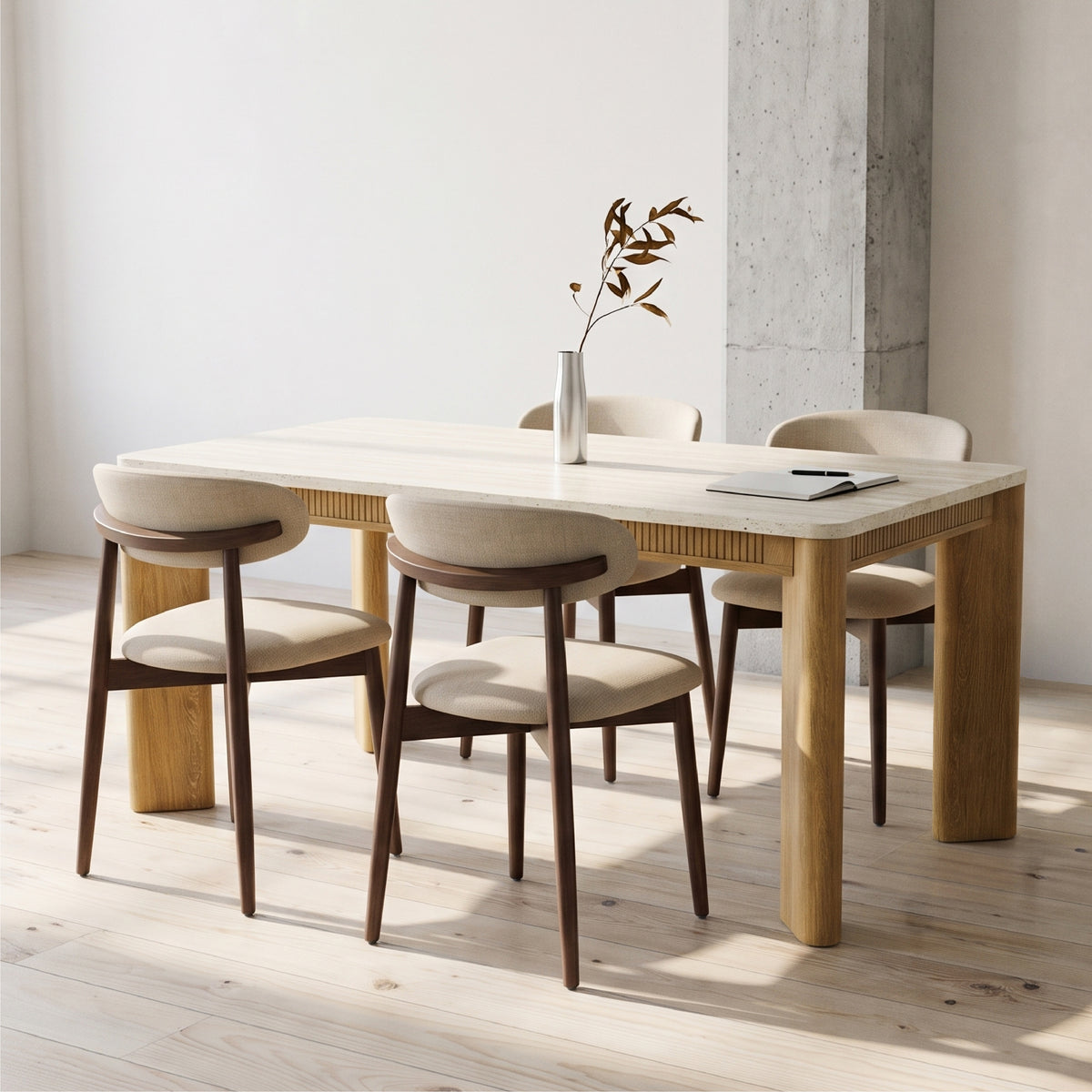 COLAMY VERSE 63" Dining Table with NOYA Dining Chairs Set for 4–6