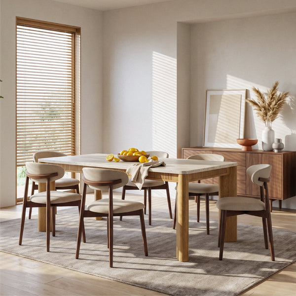 COLAMY VERSE 63" Dining Table with NOYA Dining Chairs Set for 4–6