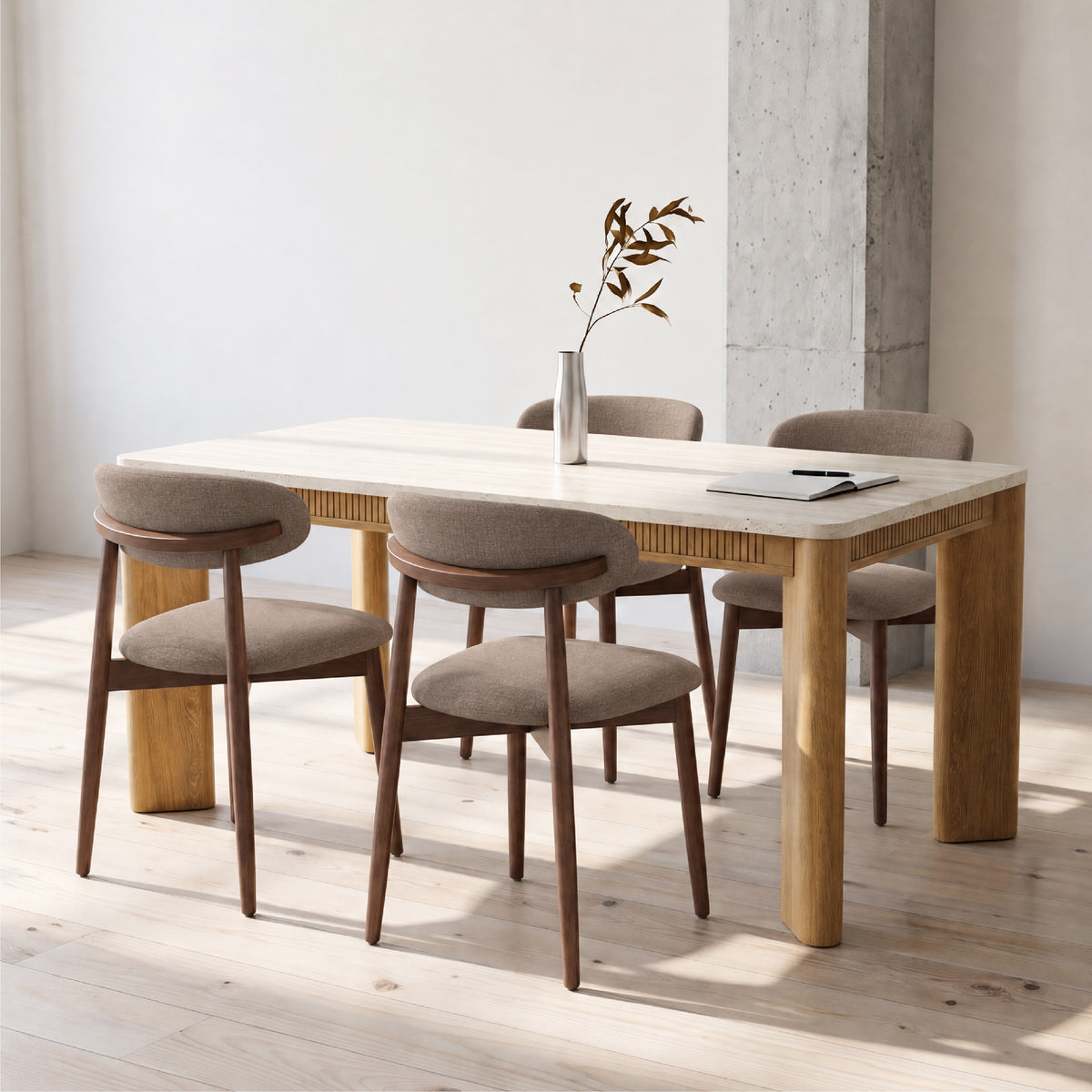 COLAMY VERSE 63" Dining Table with NOYA Dining Chairs Set for 4–6