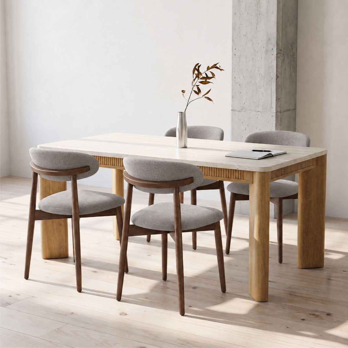 COLAMY VERSE 63" Dining Table with NOYA Dining Chairs Set for 4–6