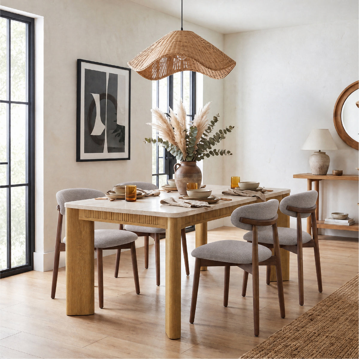 COLAMY VERSE 63" Dining Table with NOYA Dining Chairs Set for 4–6